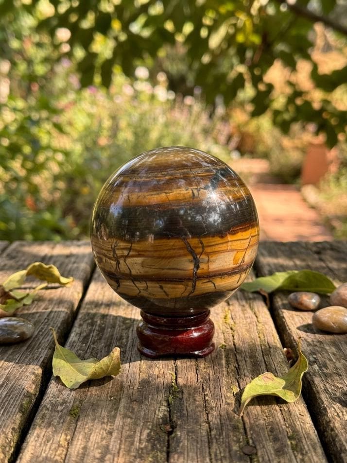 Australian Zebra Stone Sphere Natural Polished Crystal Ball Mineral Decor Collector Gift