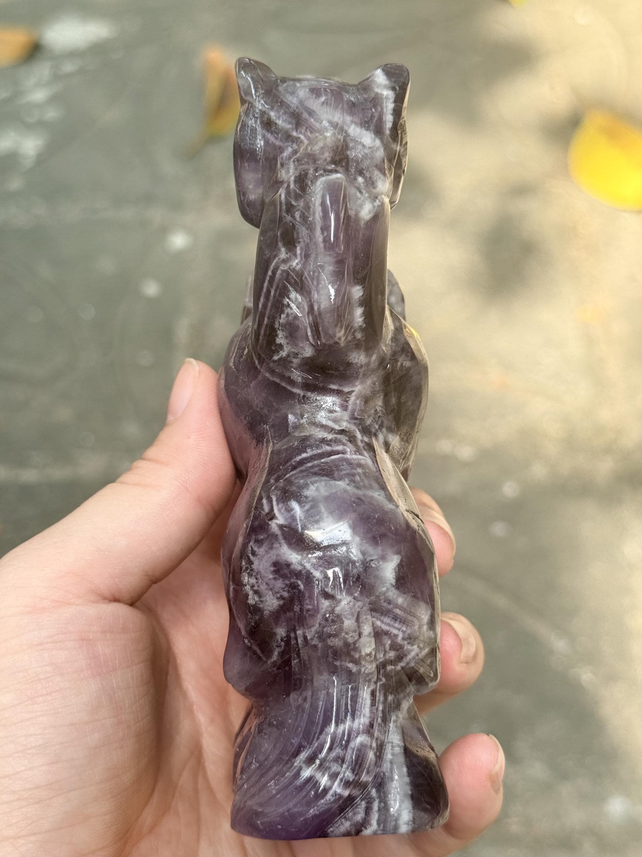 Dream Amethyst Horse Carving Chevron Crystal Figurine Equine Decor Gift
