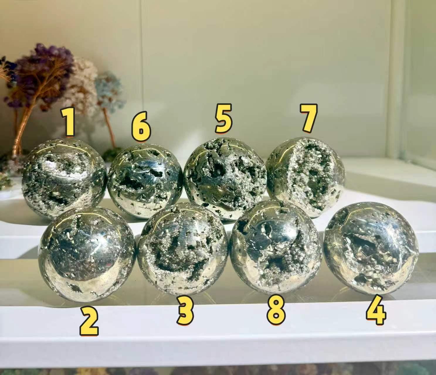 Natural Pyrite Sphere Open Geode Druzy Crystal Ball Prosperity Home Decor