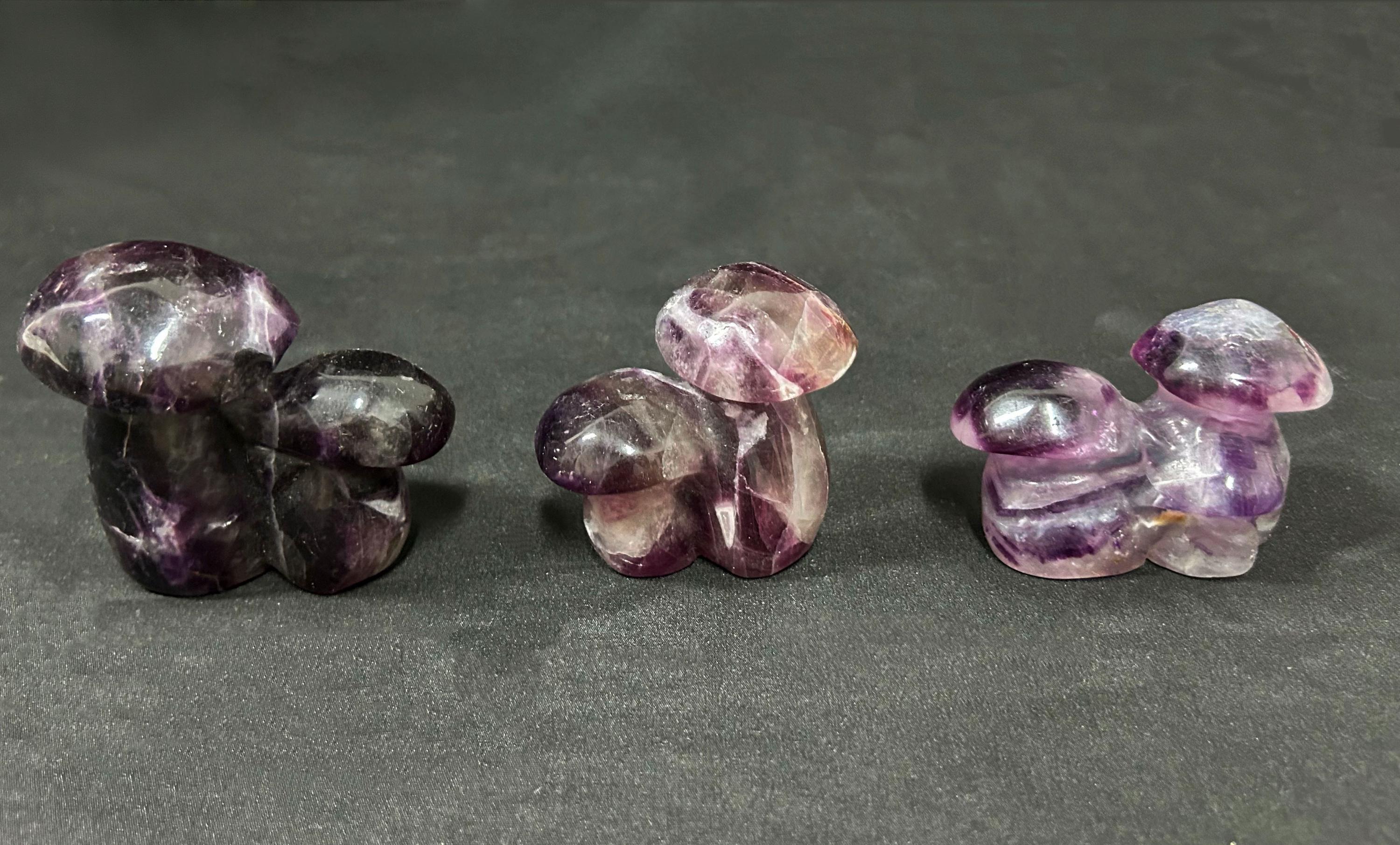 Crystal purple flourite Mushroom Carving, purple flourite Mushroom
