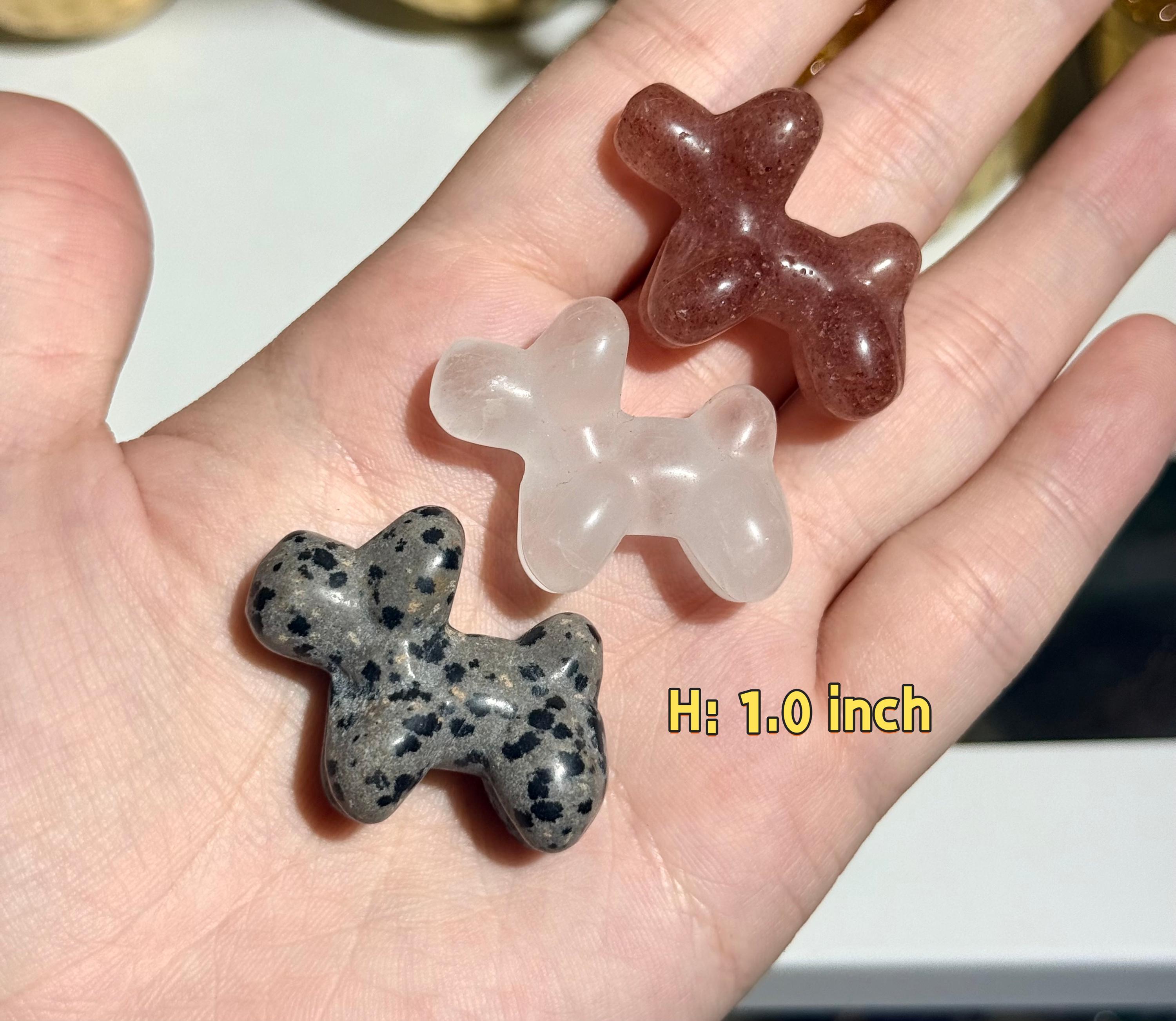 Mixed Gemstone Balloon Dog Carving Crystal Animal Figurine Dog Lover Gift Desk Decor