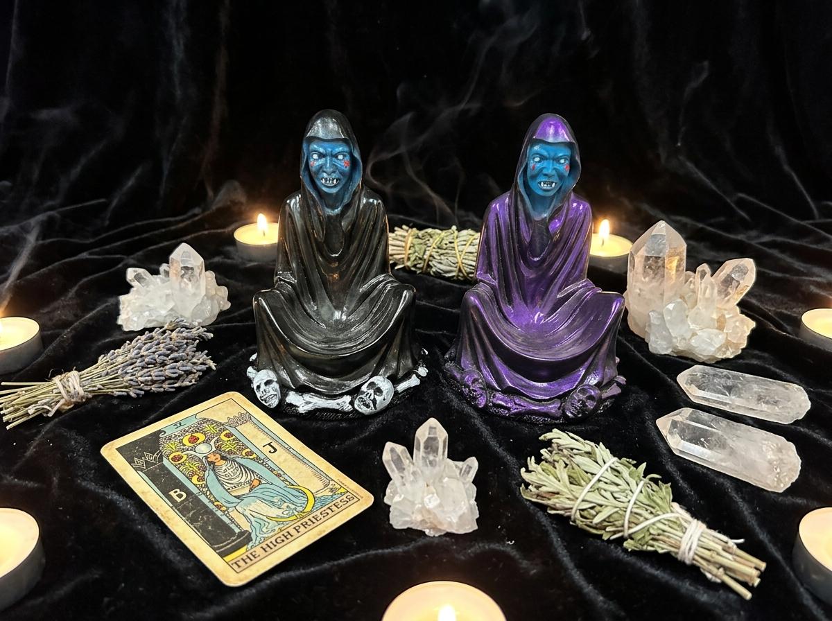 Wizard Statue, Gothic Figurine, Mystical Fantasy Decor, Dark Fantasy Sculpture, Occult Style Gift