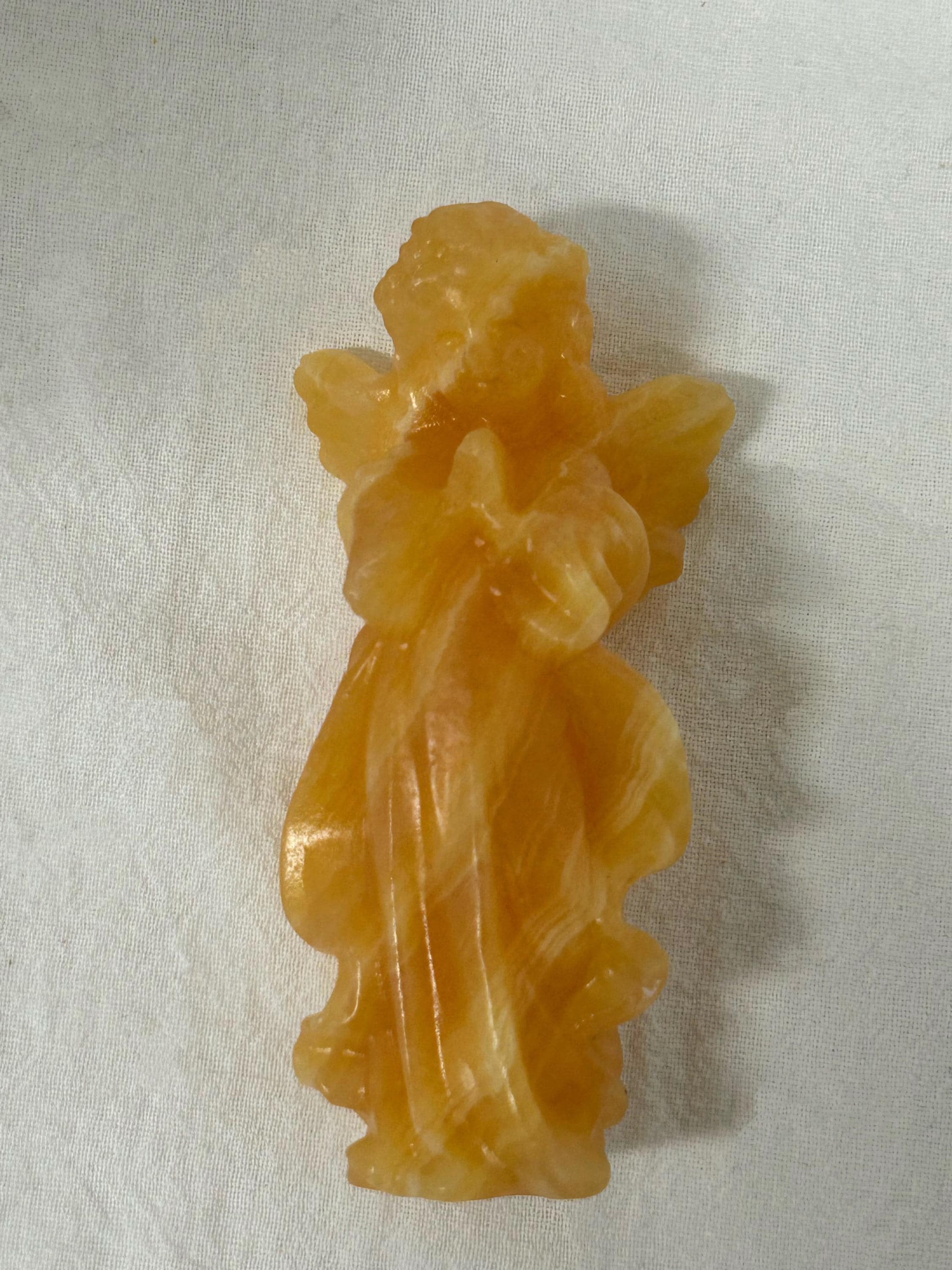 Natural Gemstone Carved Angel Statue, Polished Crystal Figurine, Spiritual Decor
