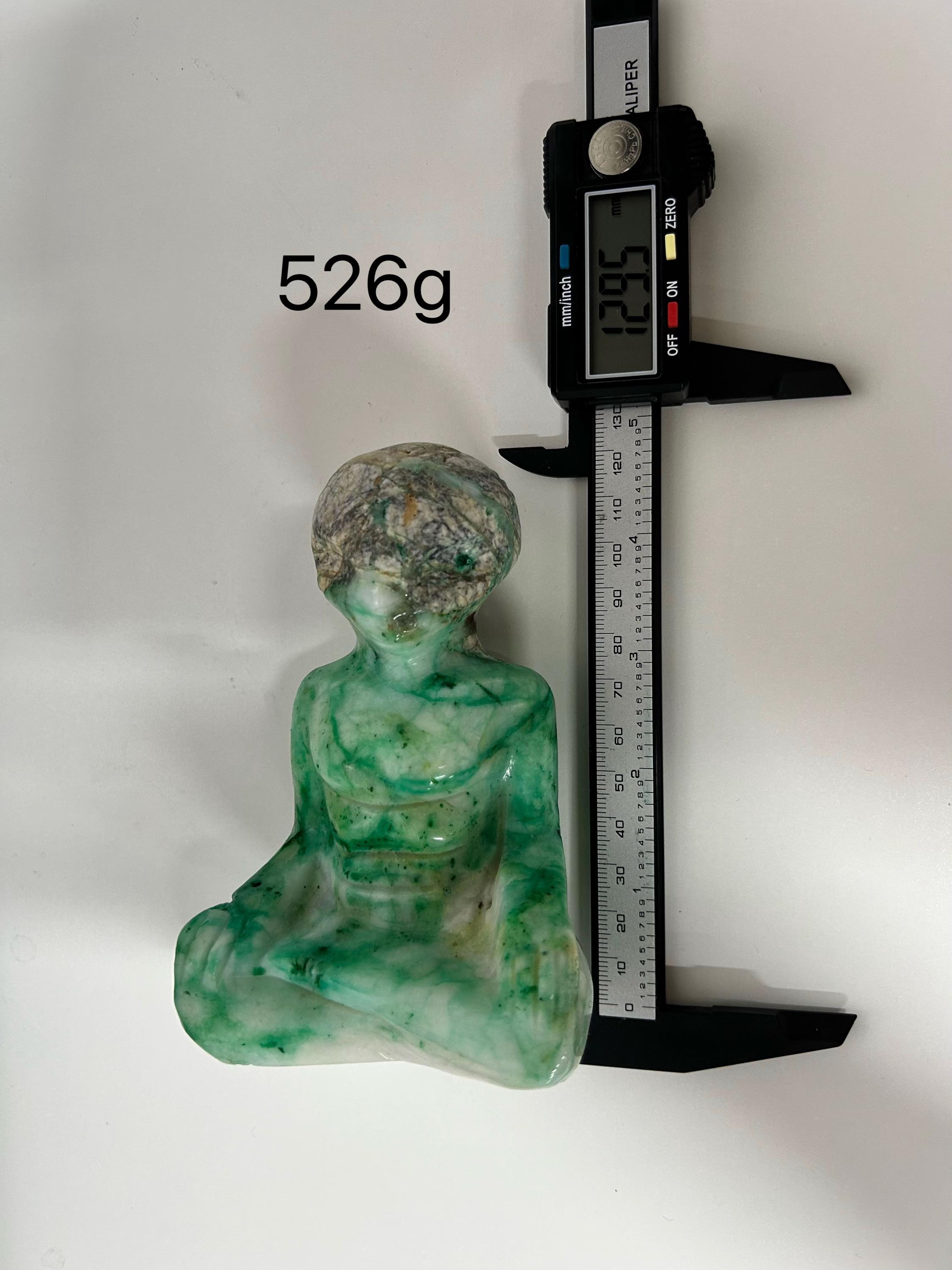 Phoenix Stone Alien Sculpture, Green Jade Stone Carving, Spiritual Decor, Mystical Sculpture, Cosmic Energy Altar, Unique Alien Gift
