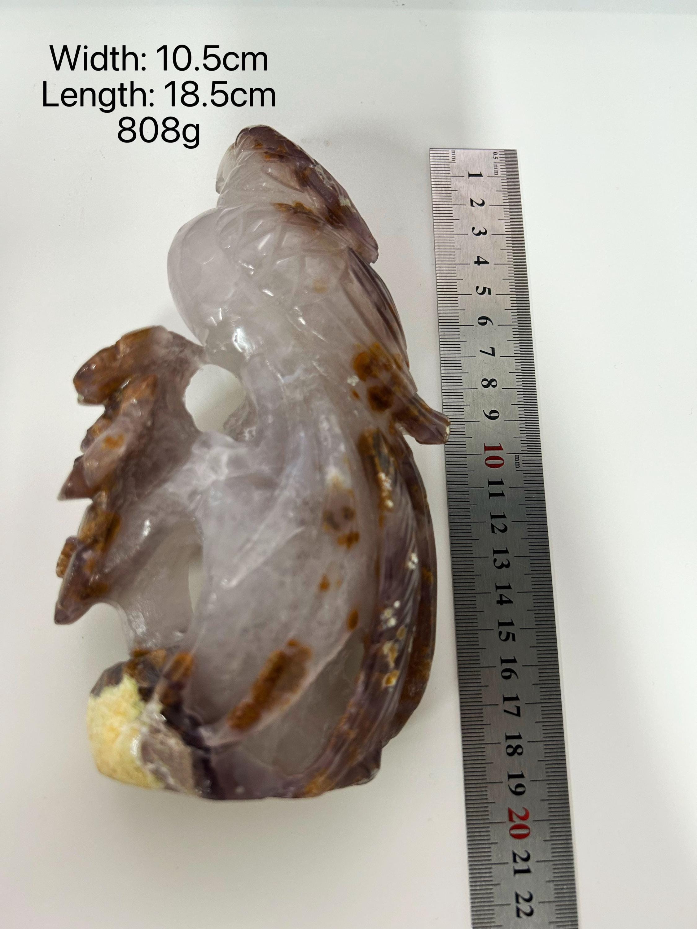 Crystal Bird Carving, Natural Agate Geode Sculpture, Unique Free Spirit Totem, Home Office Decor, One of a Kind Gift