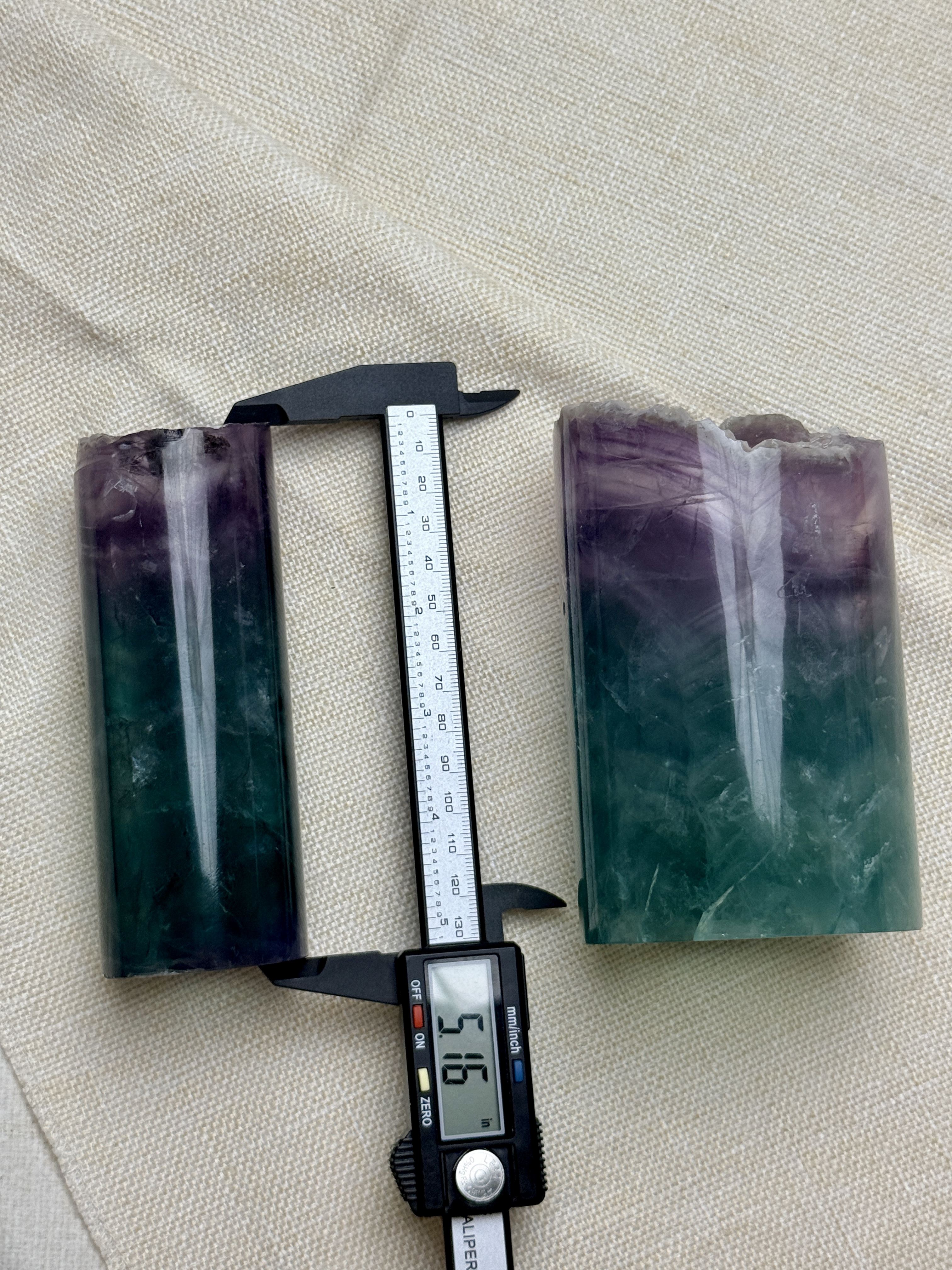Natural Rainbow Fluorite Pen Holder – Purple Green Crystal Desk Organizer & Bedside Decor