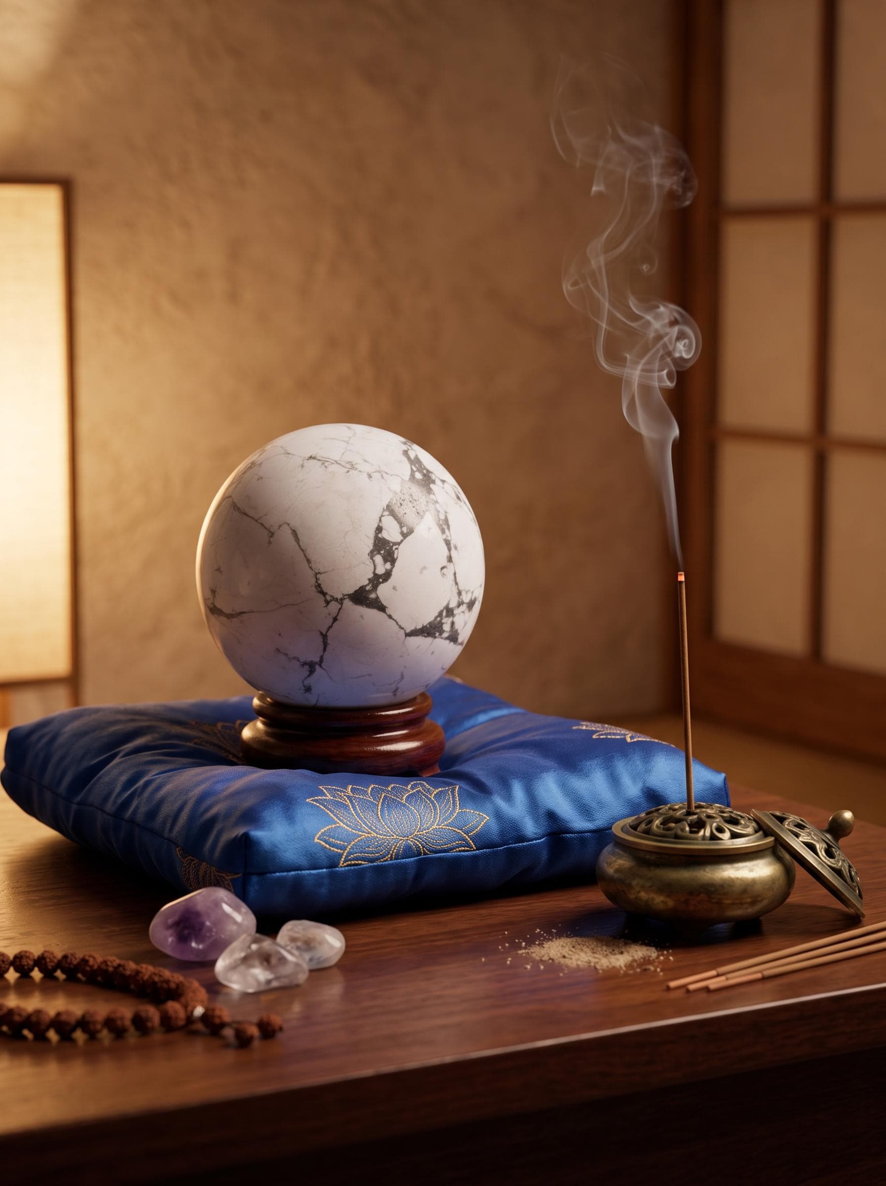 Howlite Sphere Natural White Crystal Ball Meditation Home Decor Gift