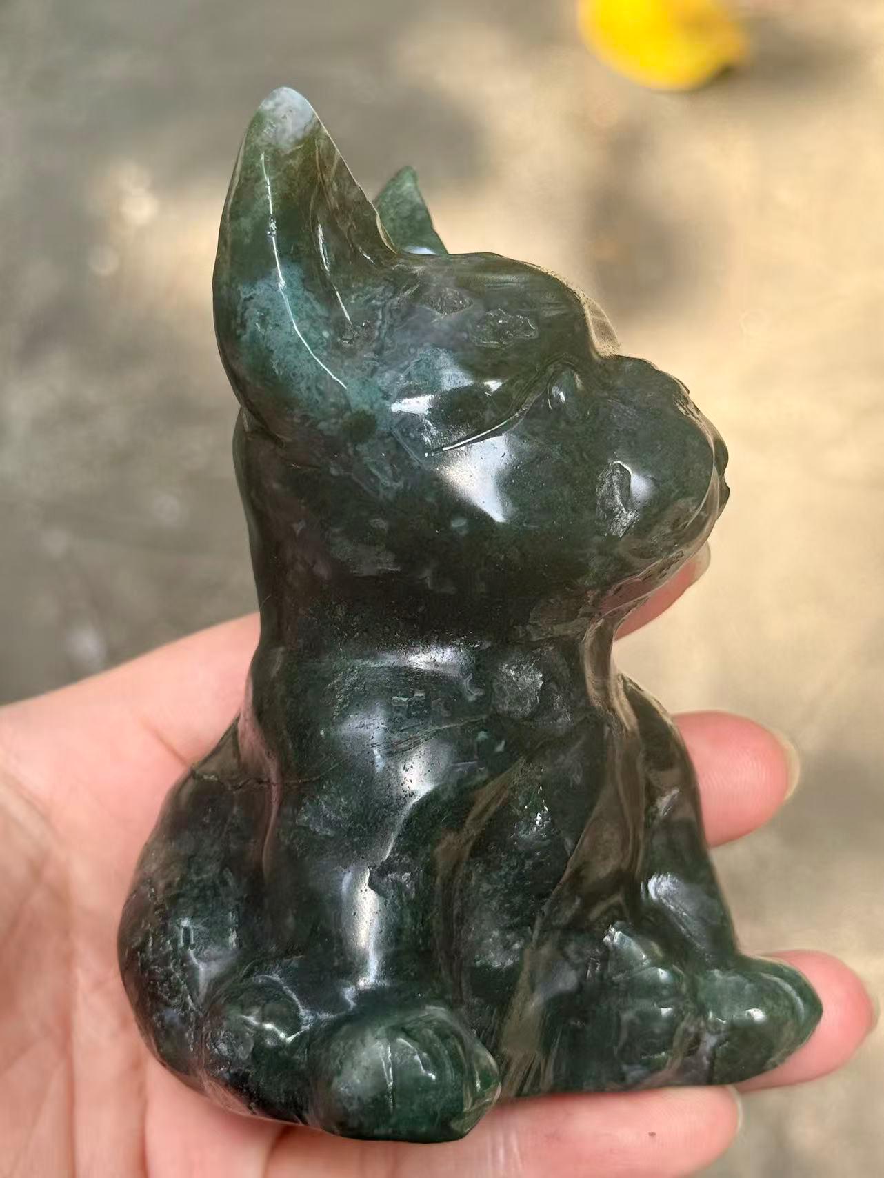 Dog Lover Crystal Puppy Figurine 4.4" Natural  Stone Carving Heartwarming Pet Owner Gift