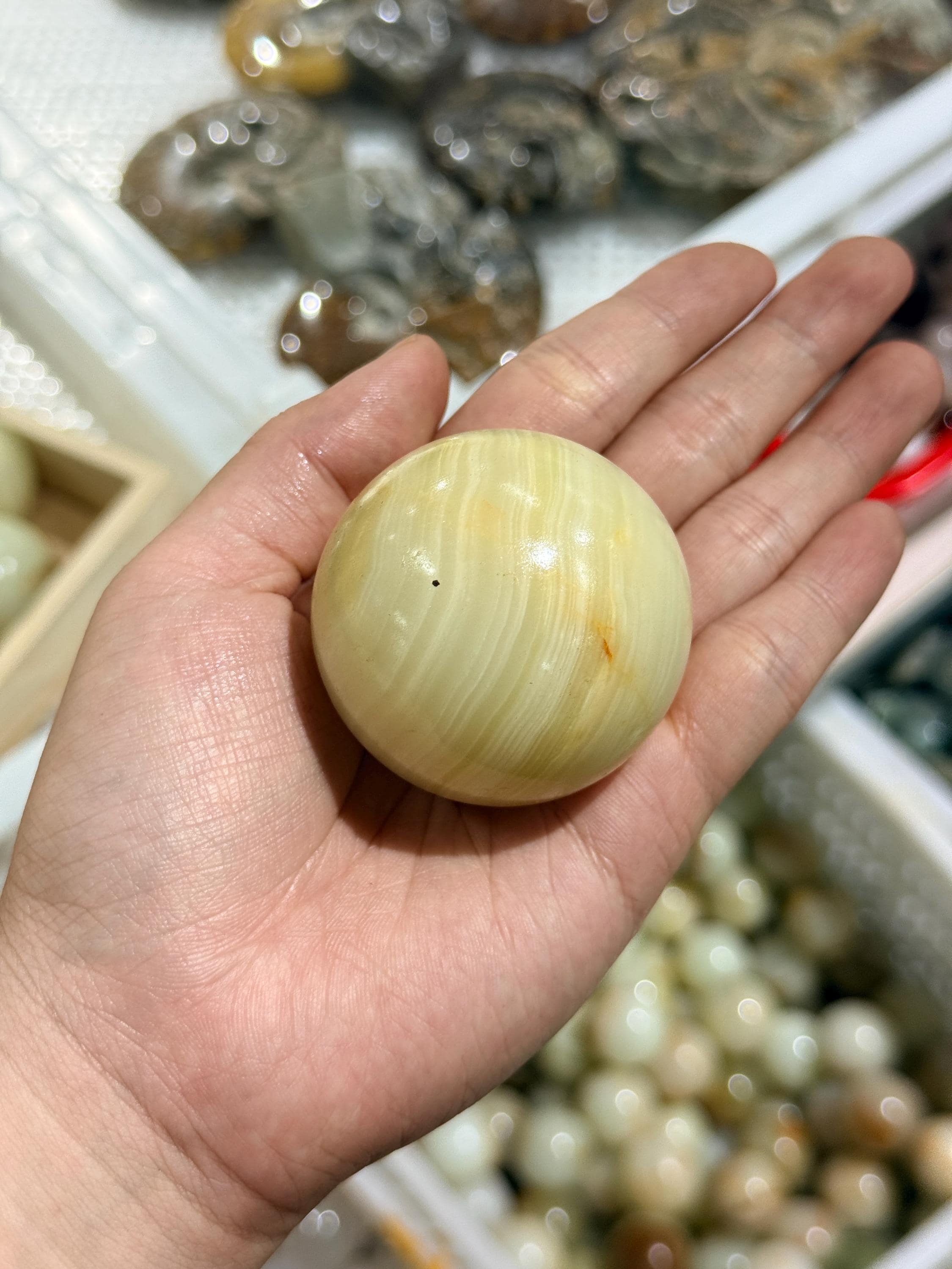 Green Onyx Sphere Natural Banded Crystal Ball Meditation Decor Collector Gift