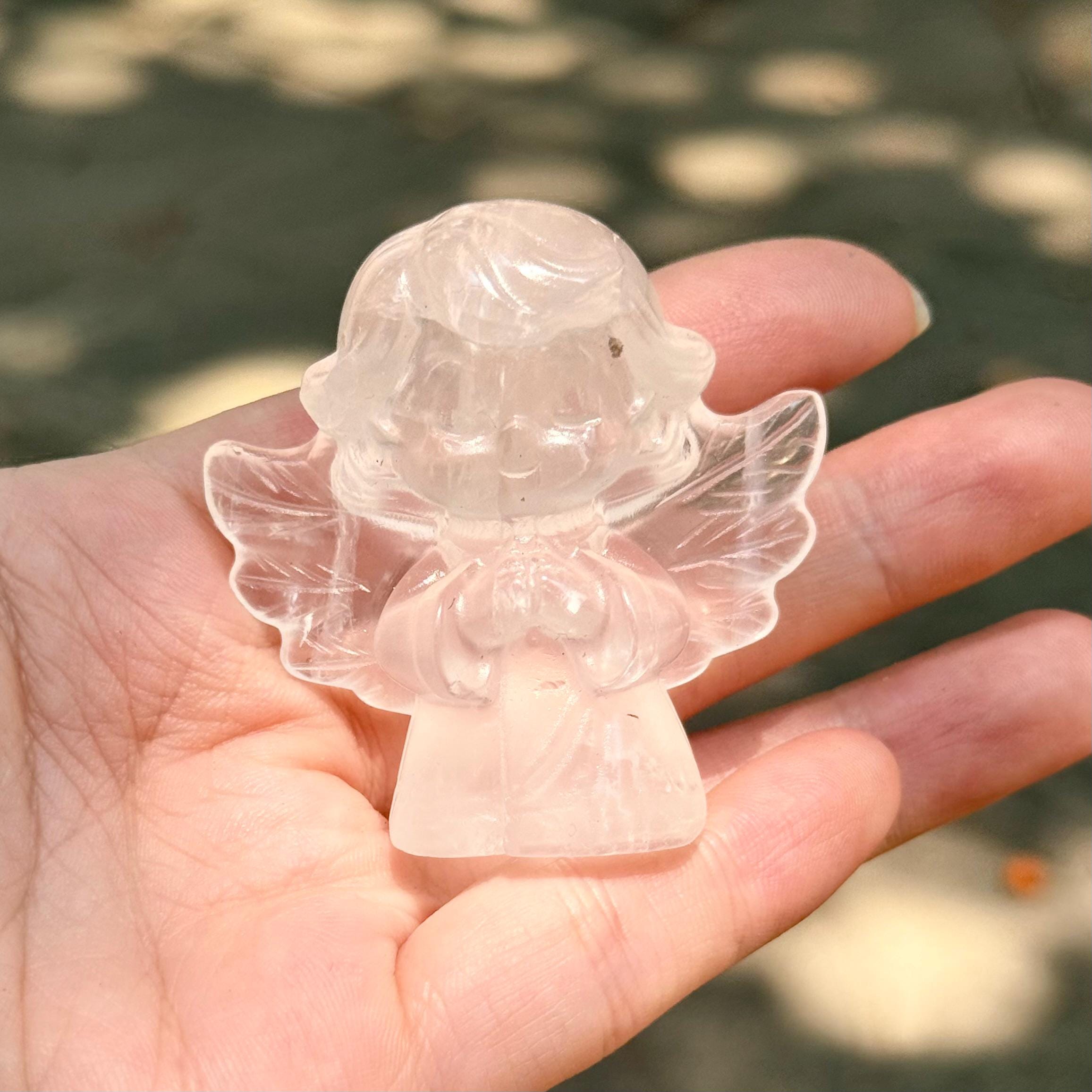 Angel Lover Crystal Figurine 2.4'' Natural Stone Guardian Carving Spiritual Home Decor Meaningful Gift