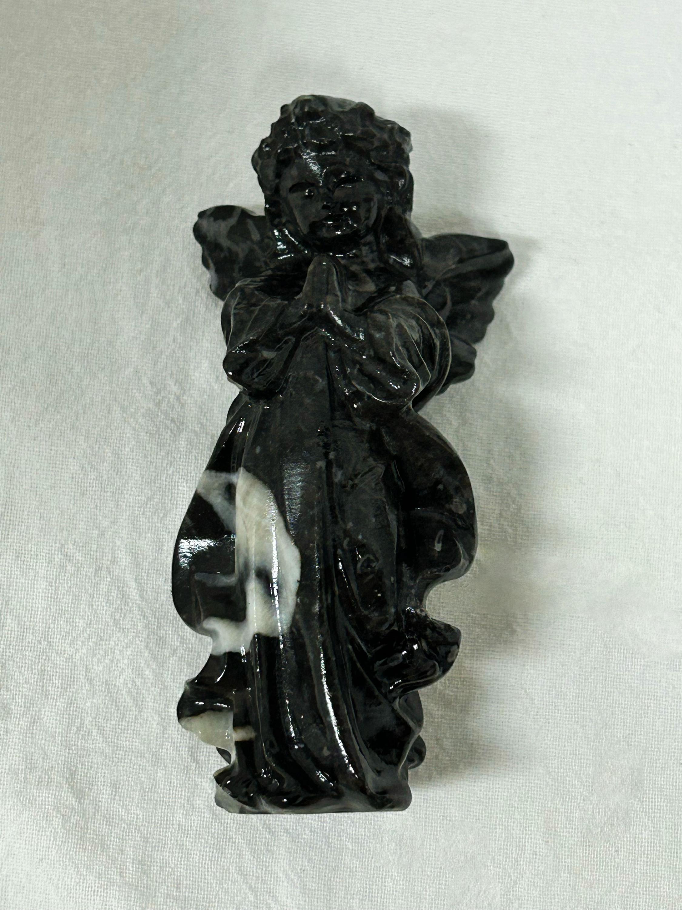 Natural Gemstone Carved Angel Statue, Polished Crystal Figurine, Spiritual Decor