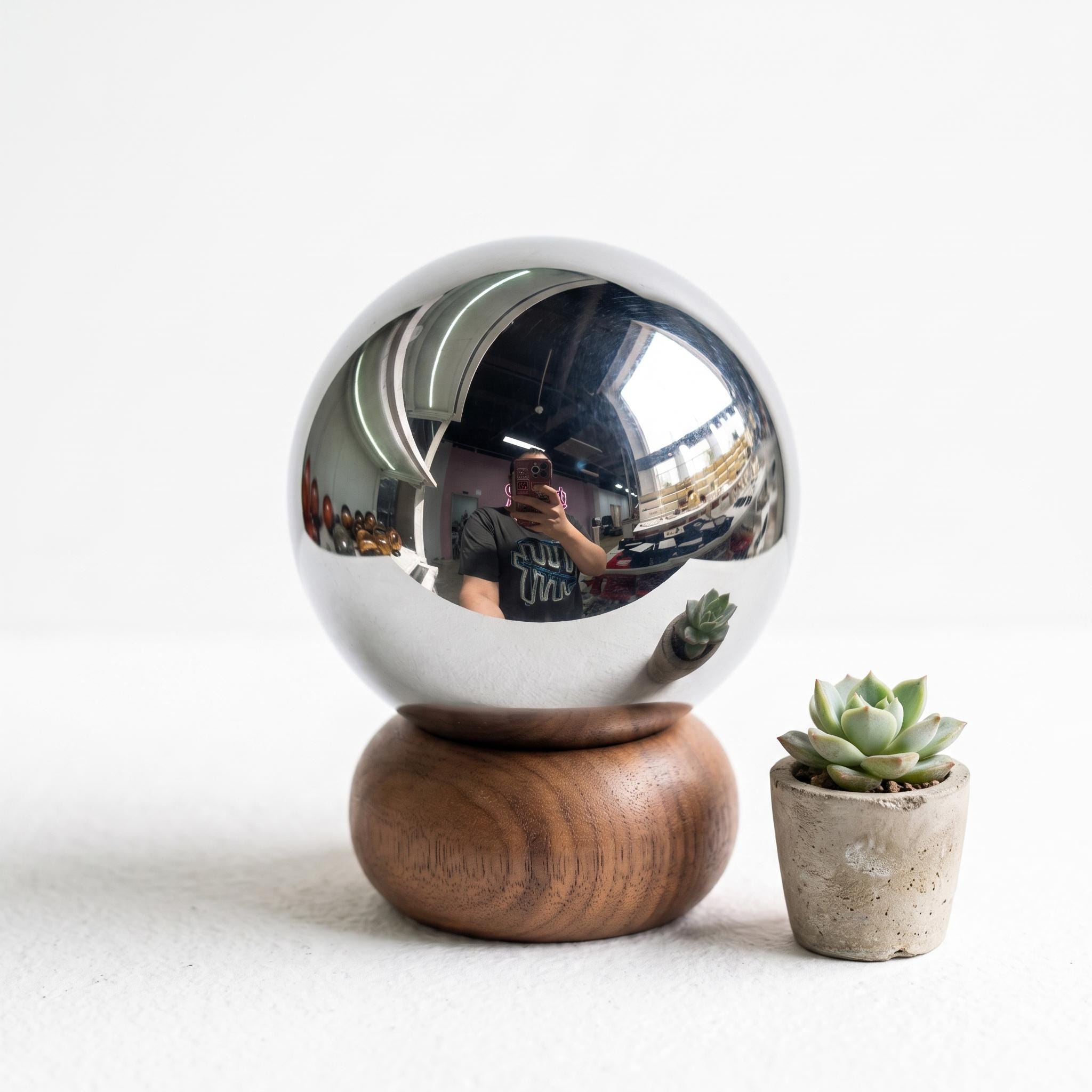 Terahertz Sphere Mirror Polished Silver Crystal Ball Meditation Decor Futuristic Gift