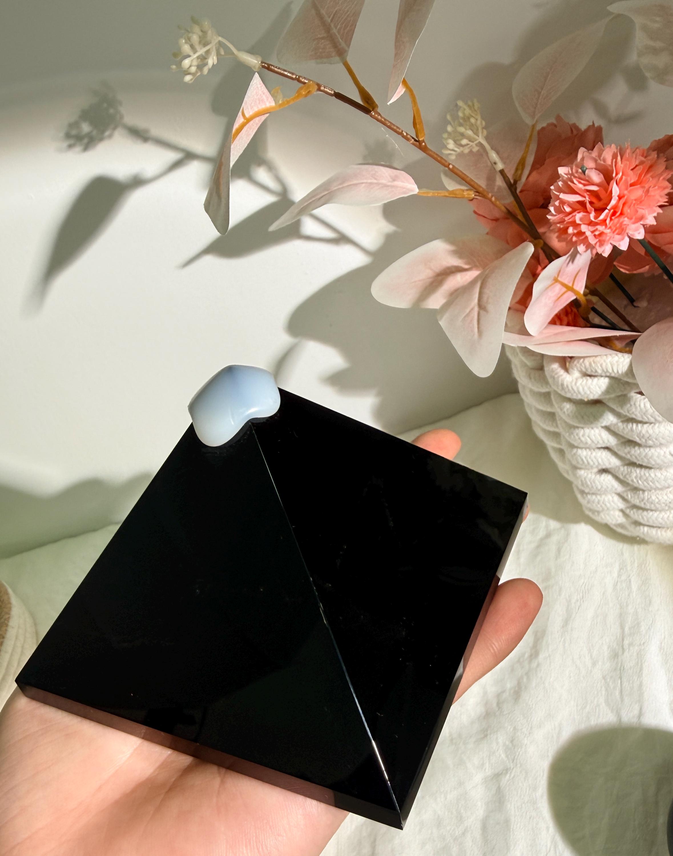 Black Obsidian Crystal Shapes Sphere Pyramid Scrying  Wand Witchy Altar Decor