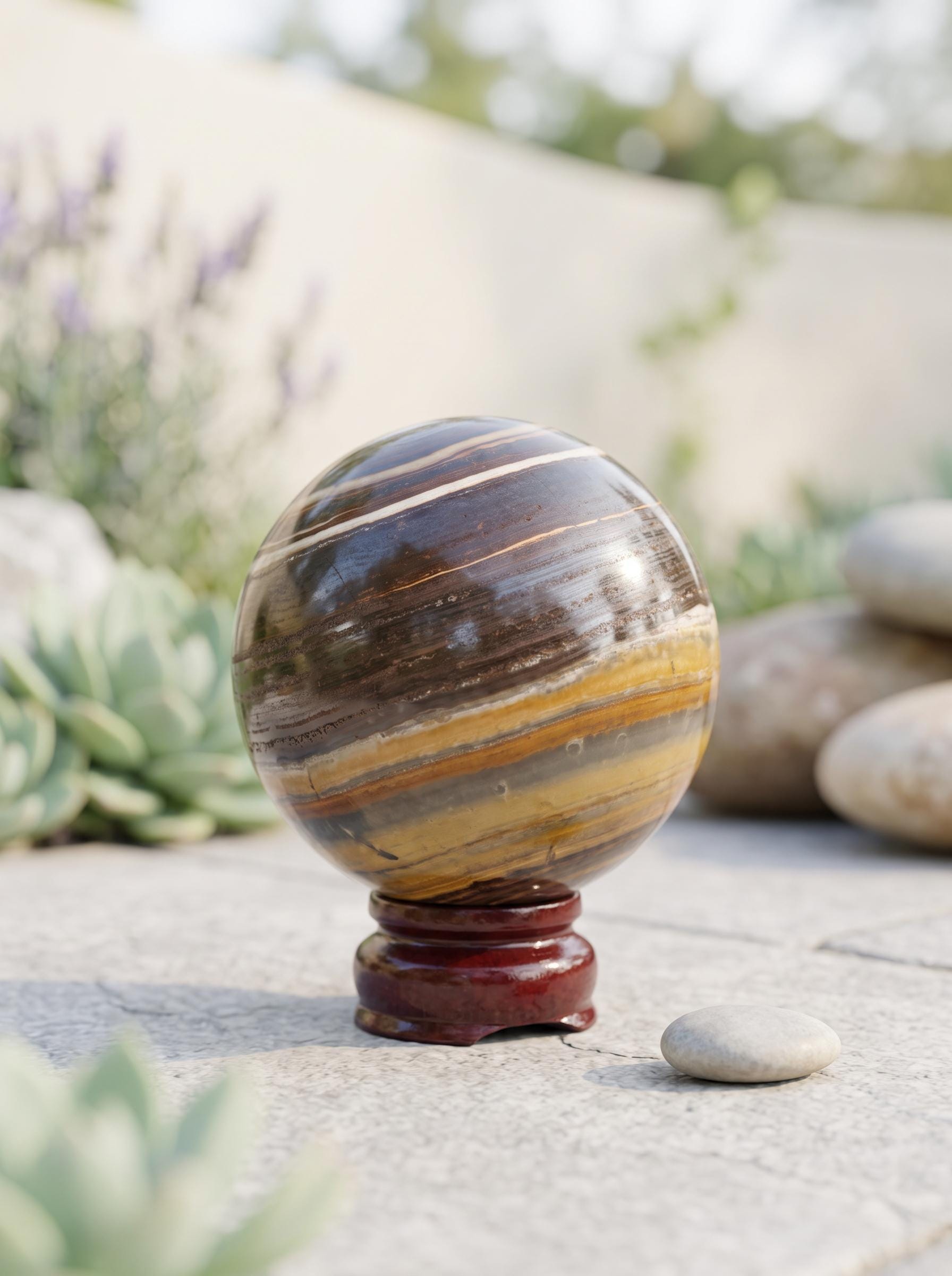 Australian Zebra Stone Sphere Natural Polished Crystal Ball Mineral Decor Collector Gift