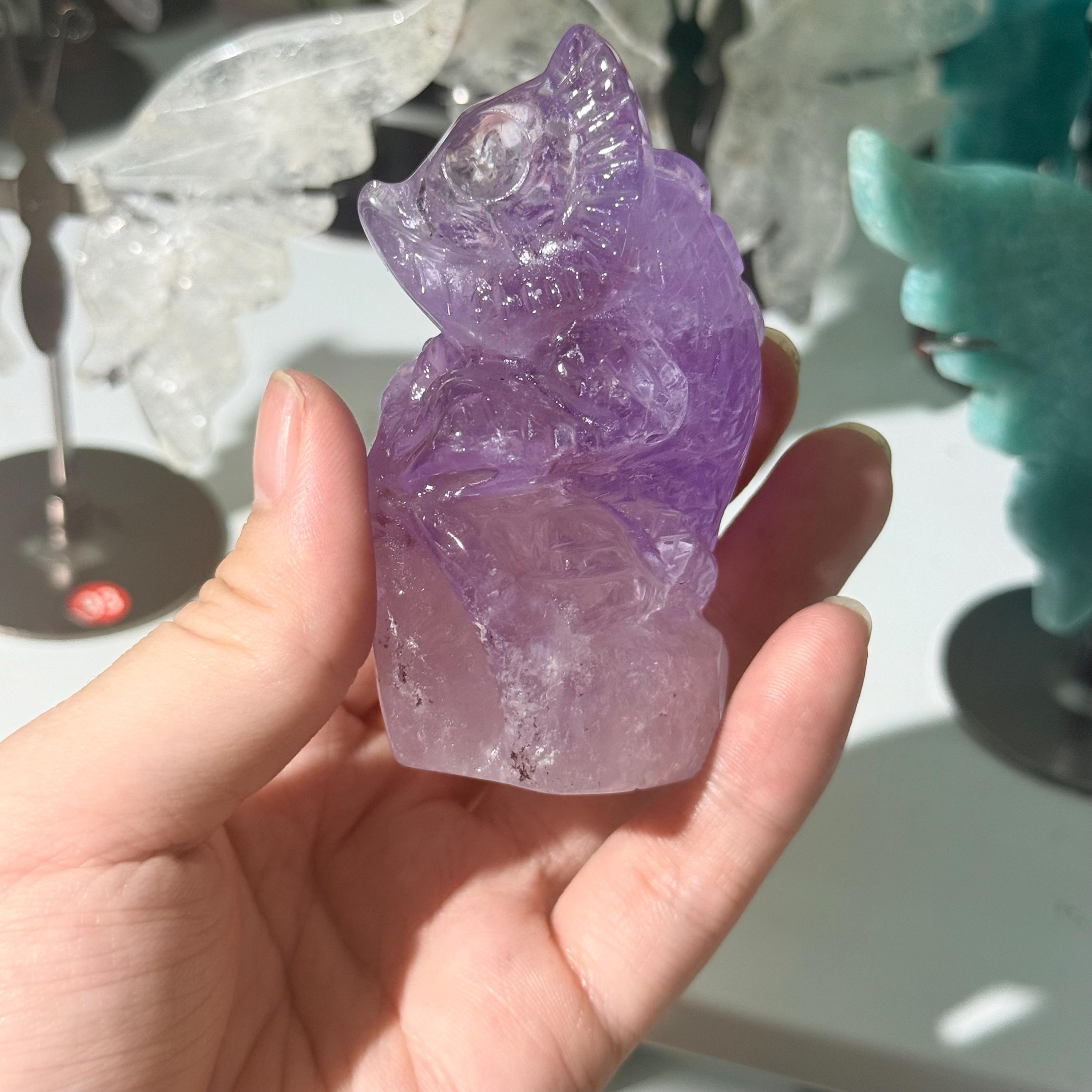 Amethyst Lizard Carving Crystal Animal Figurine Reptile Gift Home Decor
