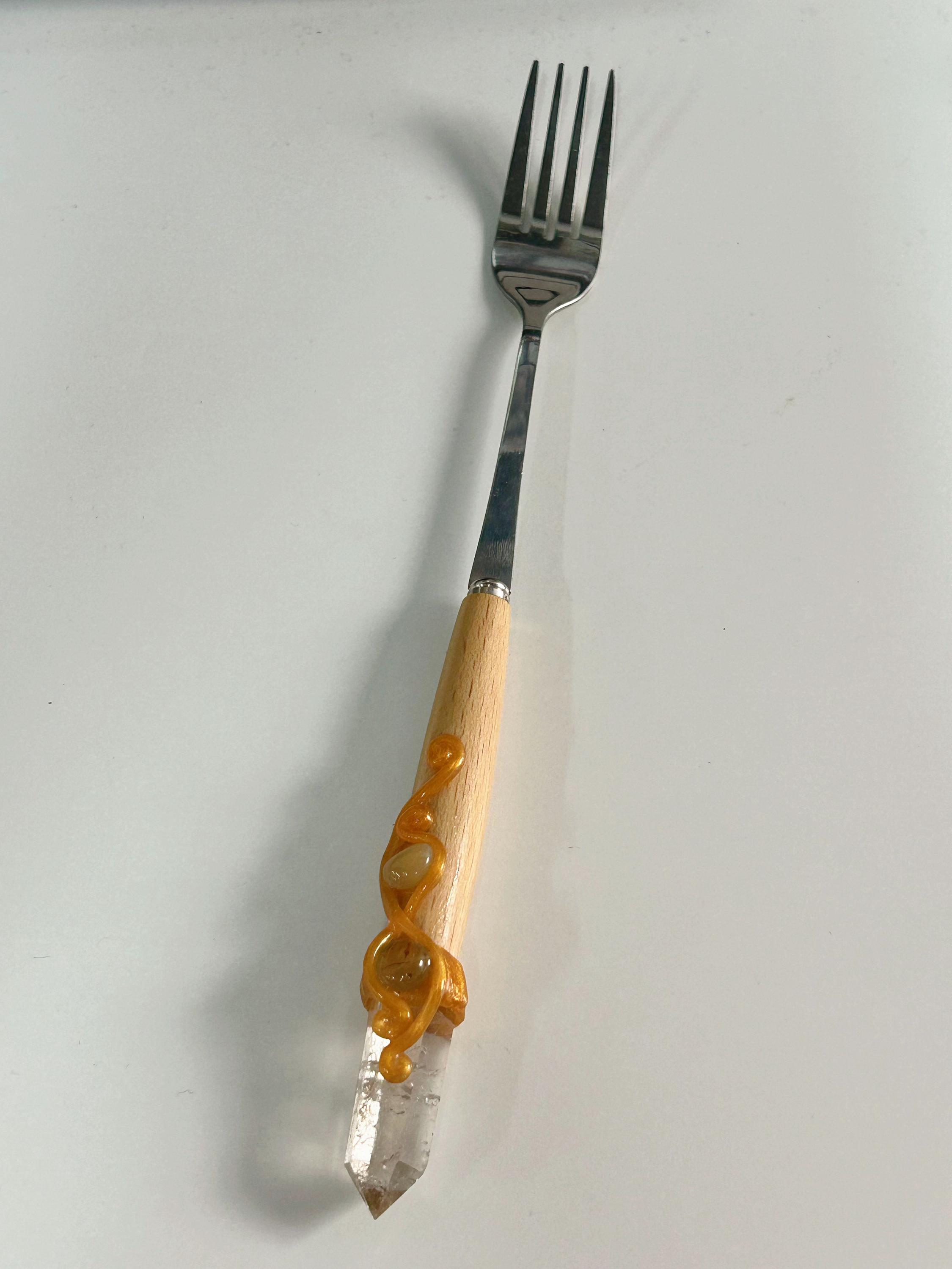 Crystal Handled Fork , Decorative Ritual Utensils, Spiritual Home Decor