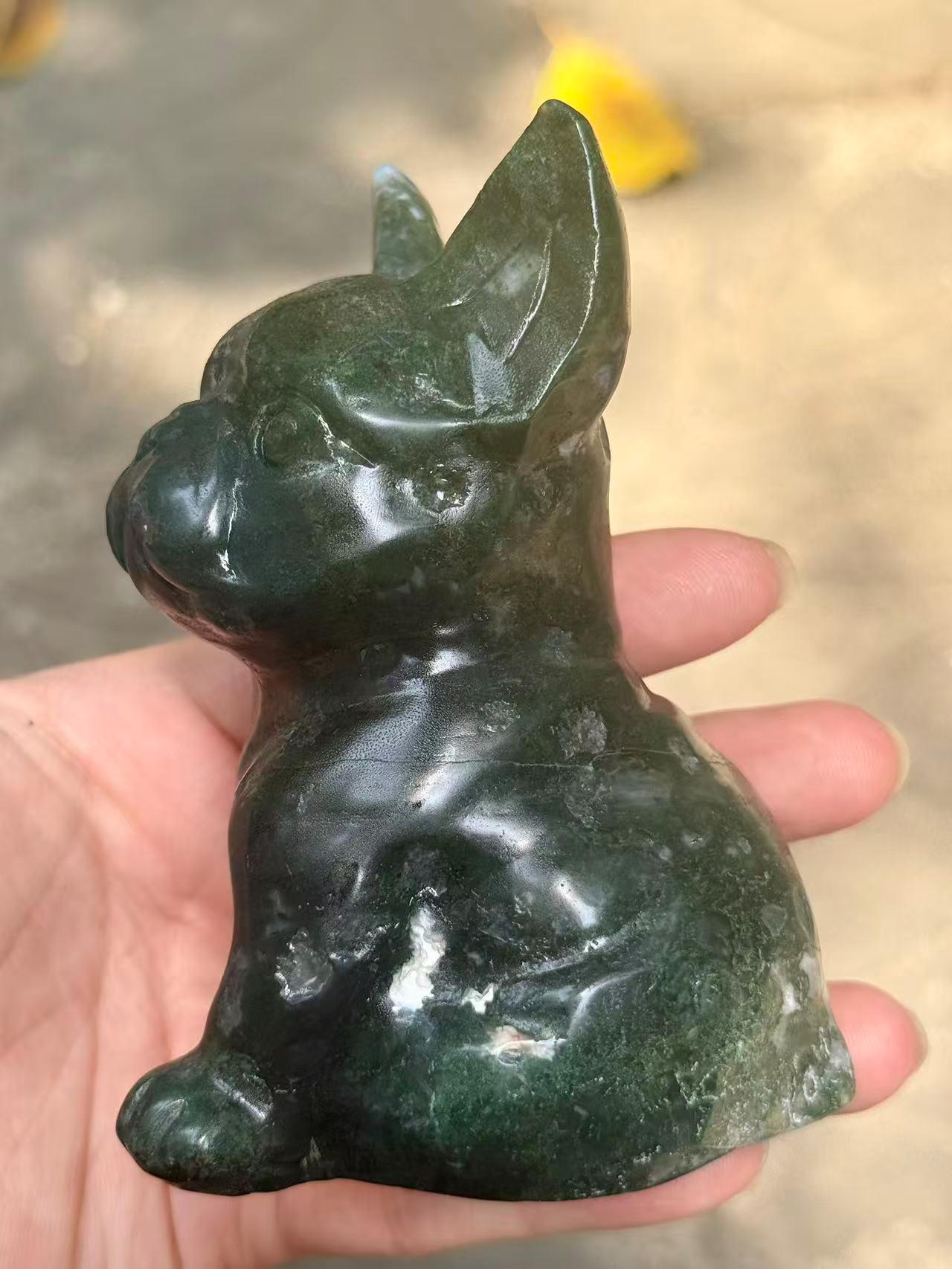 Dog Lover Crystal Puppy Figurine 4.4" Natural  Stone Carving Heartwarming Pet Owner Gift
