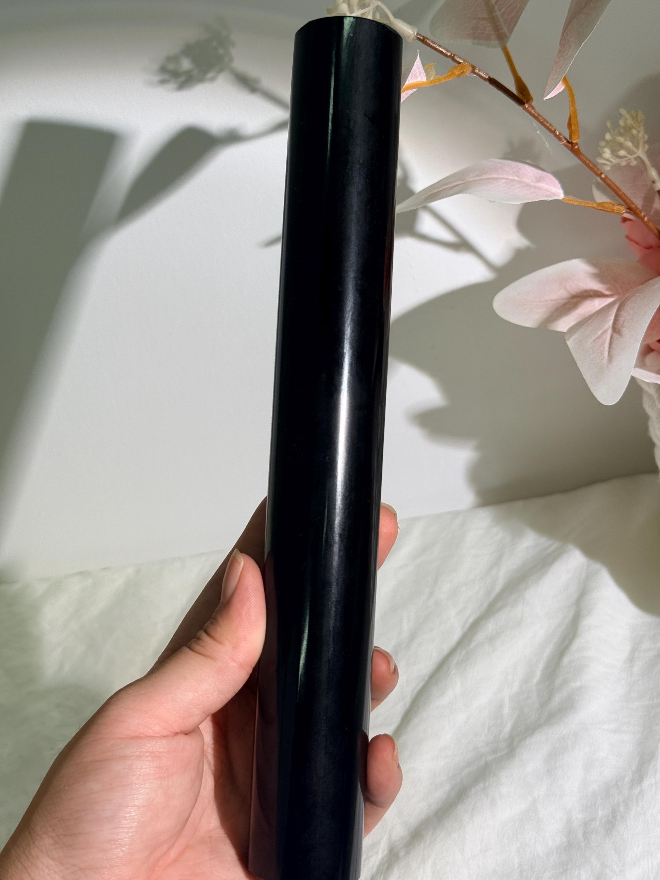 Black Obsidian Crystal Shapes Sphere Pyramid Scrying  Wand Witchy Altar Decor