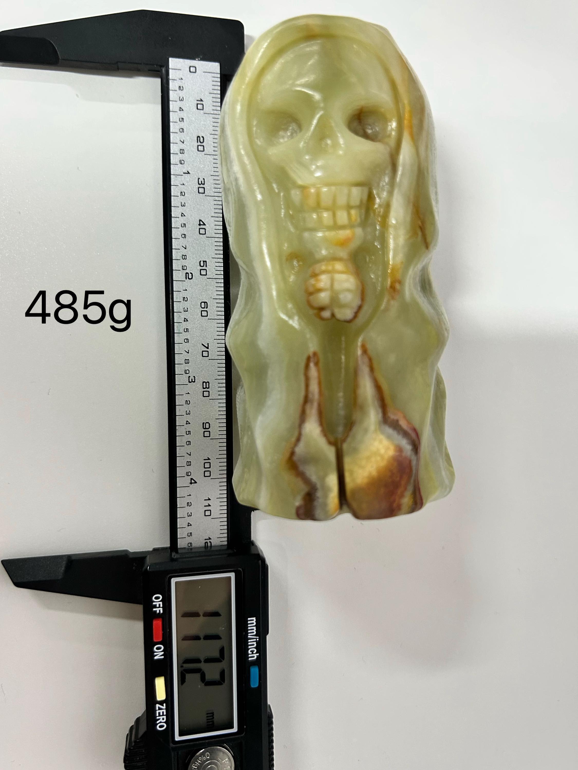 Afghan Jade Ghost Figurine, Natural Crystal Halloween Decor, Polished Stone Collectible