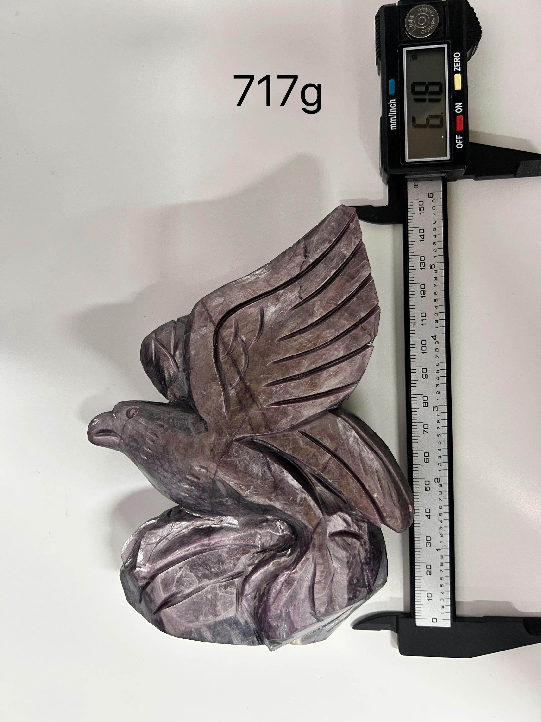 Natural Lepidolite Eagle Carving, Healing Crystal Sculpture, Spirit Animal Figurine, Reiki Altar Decor, Unique Gift