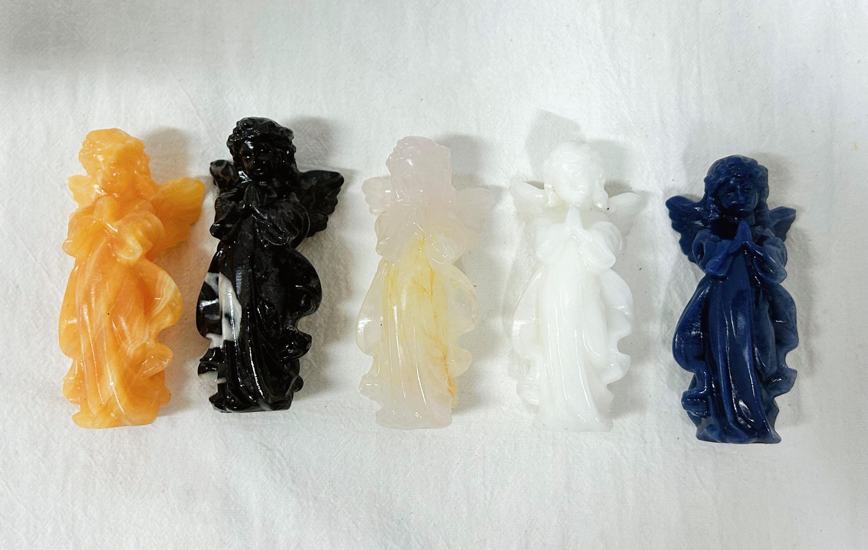 Natural Gemstone Carved Angel Statue, Polished Crystal Figurine, Spiritual Decor