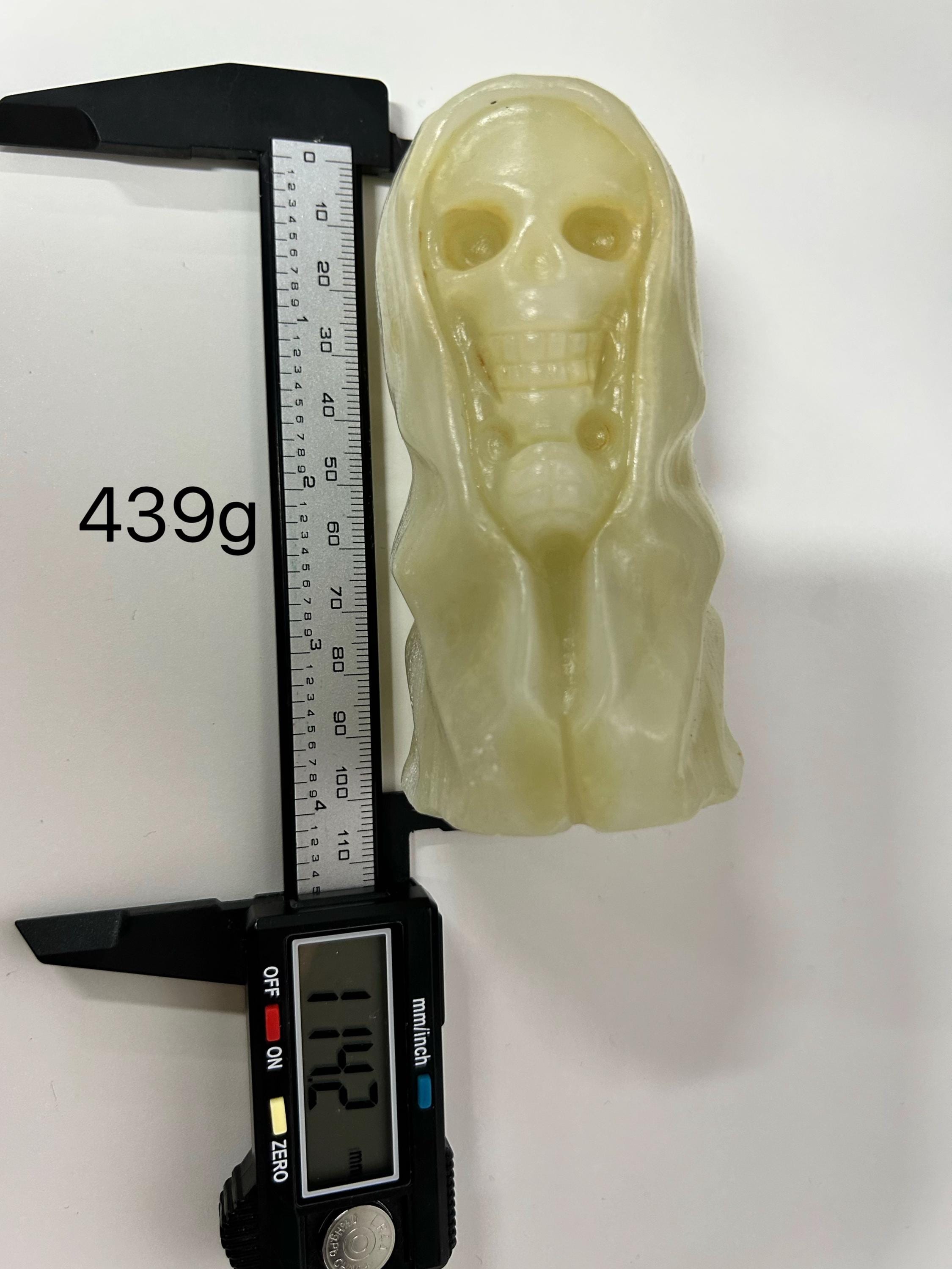 Afghan Jade Ghost Figurine, Natural Crystal Halloween Decor, Polished Stone Collectible