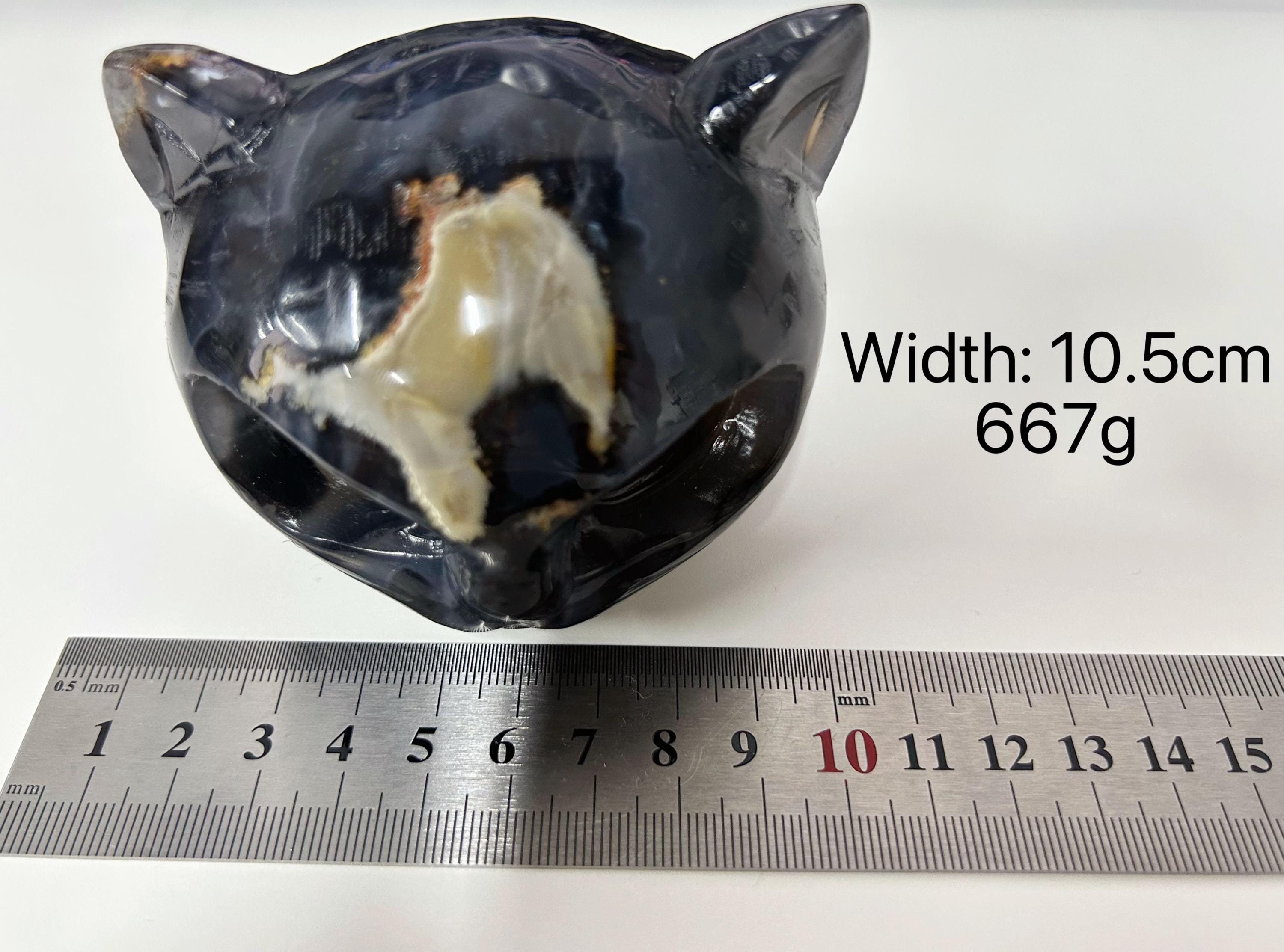Volcanic Agate Cat Head Carving, Natural Lava Stone, Realistic Cat Sculpture, Unique Mineral Specimen, Cat Lover Gift