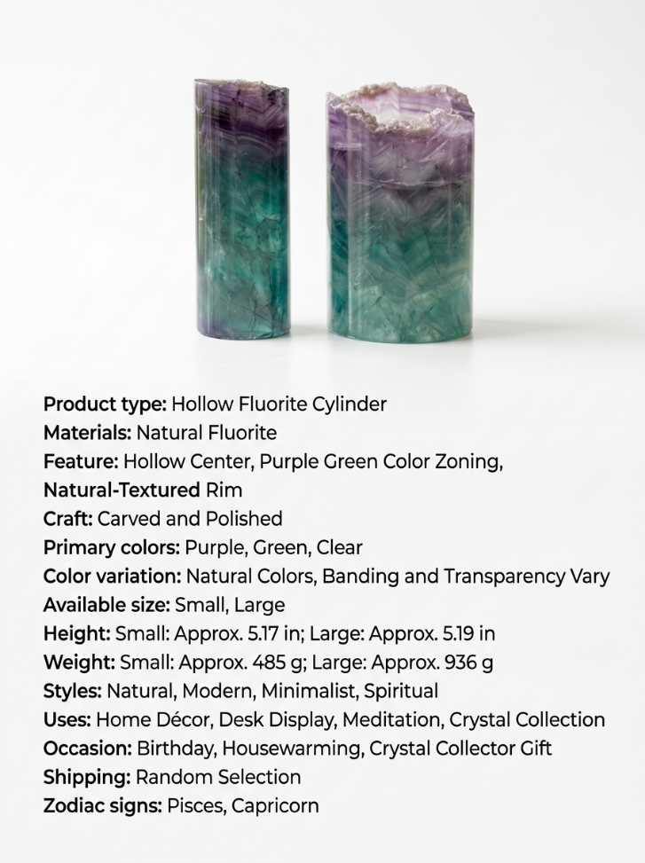 Natural Rainbow Fluorite Pen Holder – Purple Green Crystal Desk Organizer & Bedside Decor