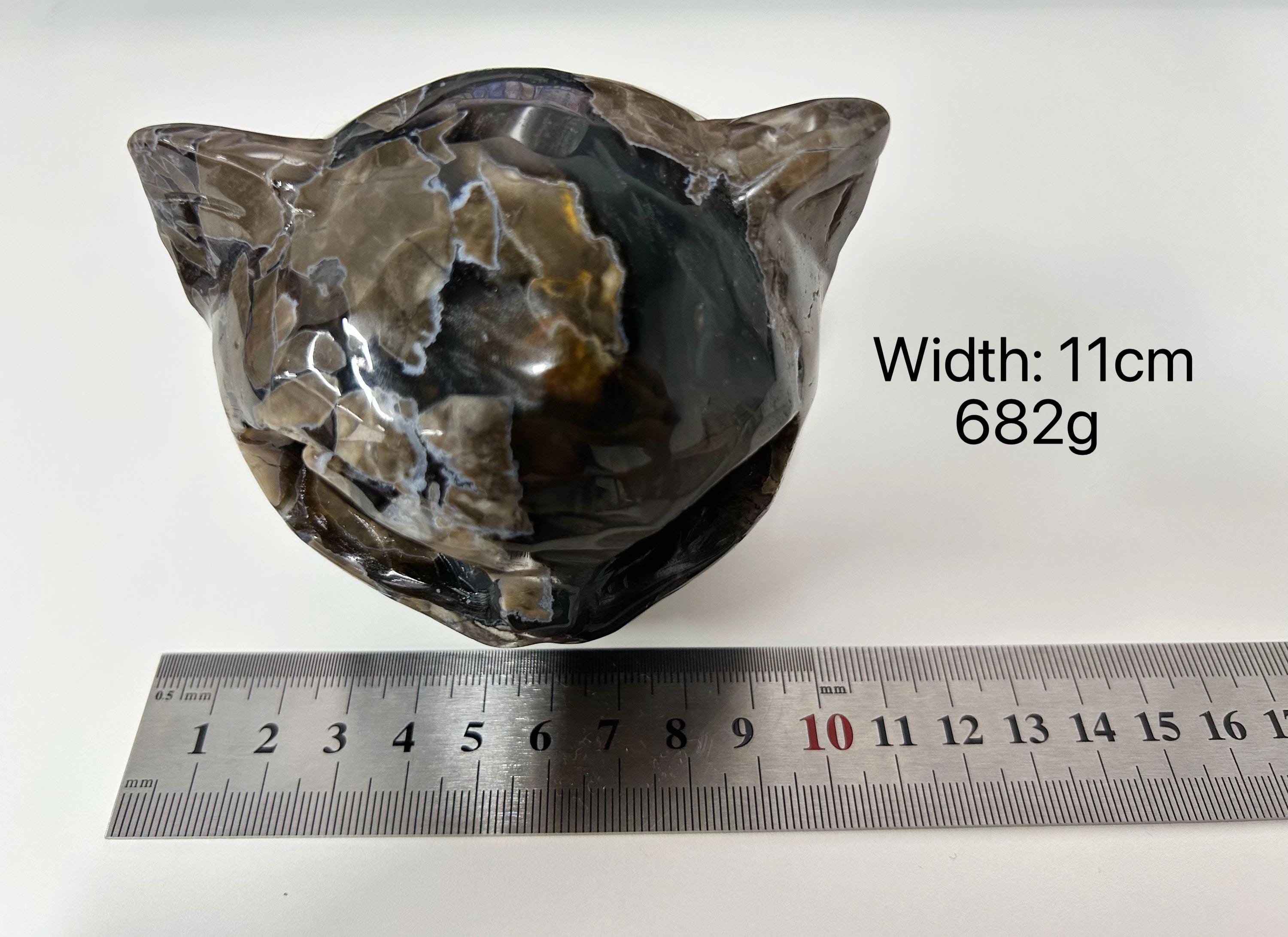 Volcanic Agate Cat Head Carving, Natural Lava Stone, Realistic Cat Sculpture, Unique Mineral Specimen, Cat Lover Gift
