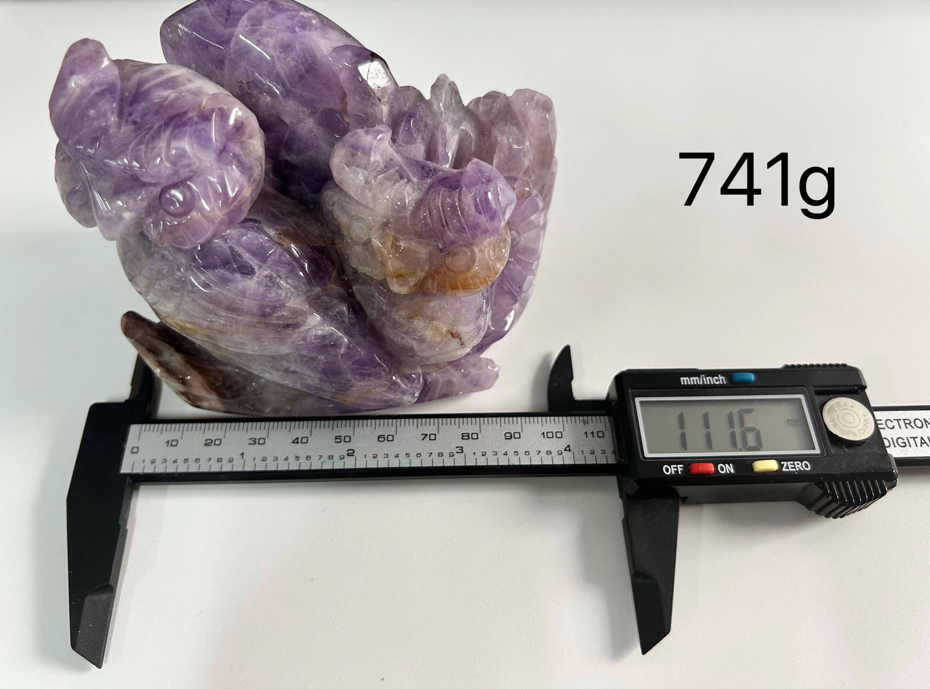 Amethyst Owl, Purple Crystal Carving, Natural Gemstone Decor, Owl Collectible