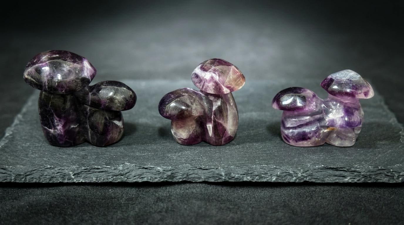 Crystal purple flourite Mushroom Carving, purple flourite Mushroom