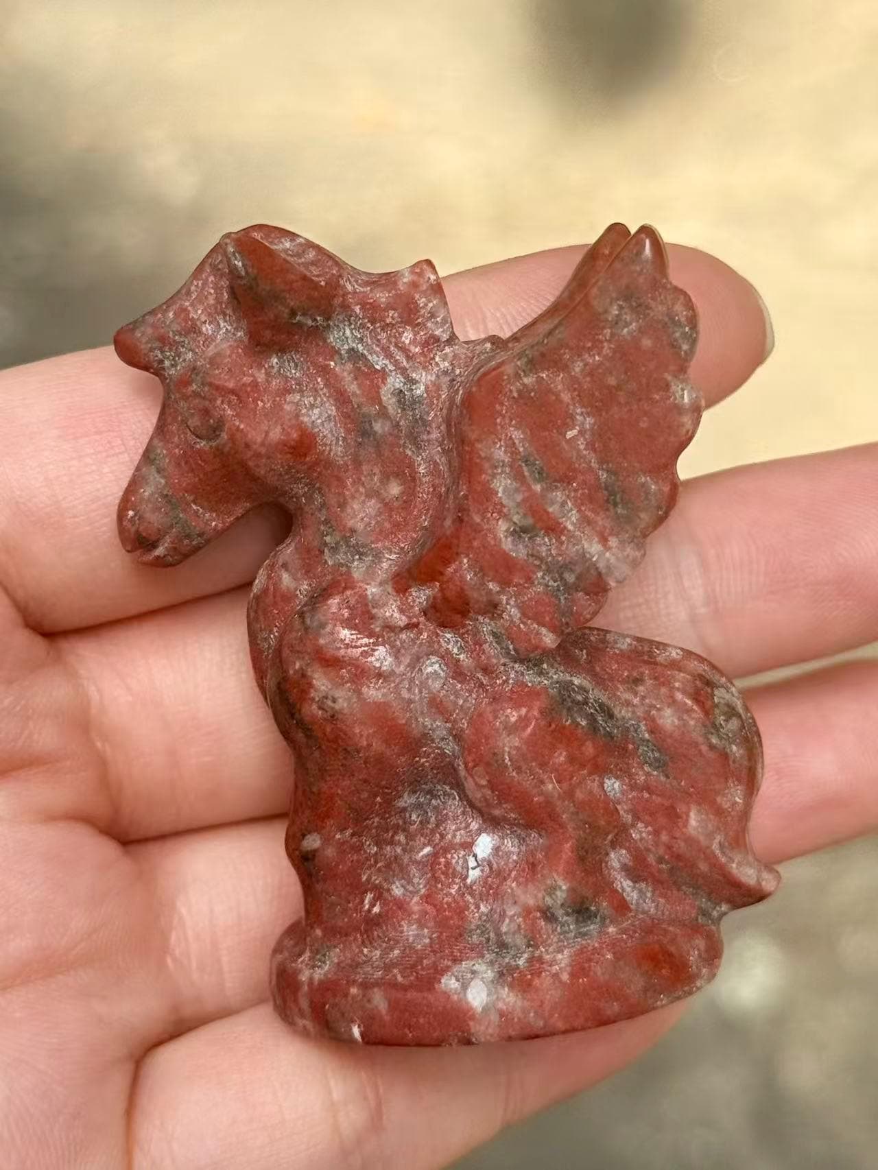 Pegasus Figurine, Natural Stone Winged Horse, Crystal Animal Carving, Fantasy Decor, Horse Lover Gift