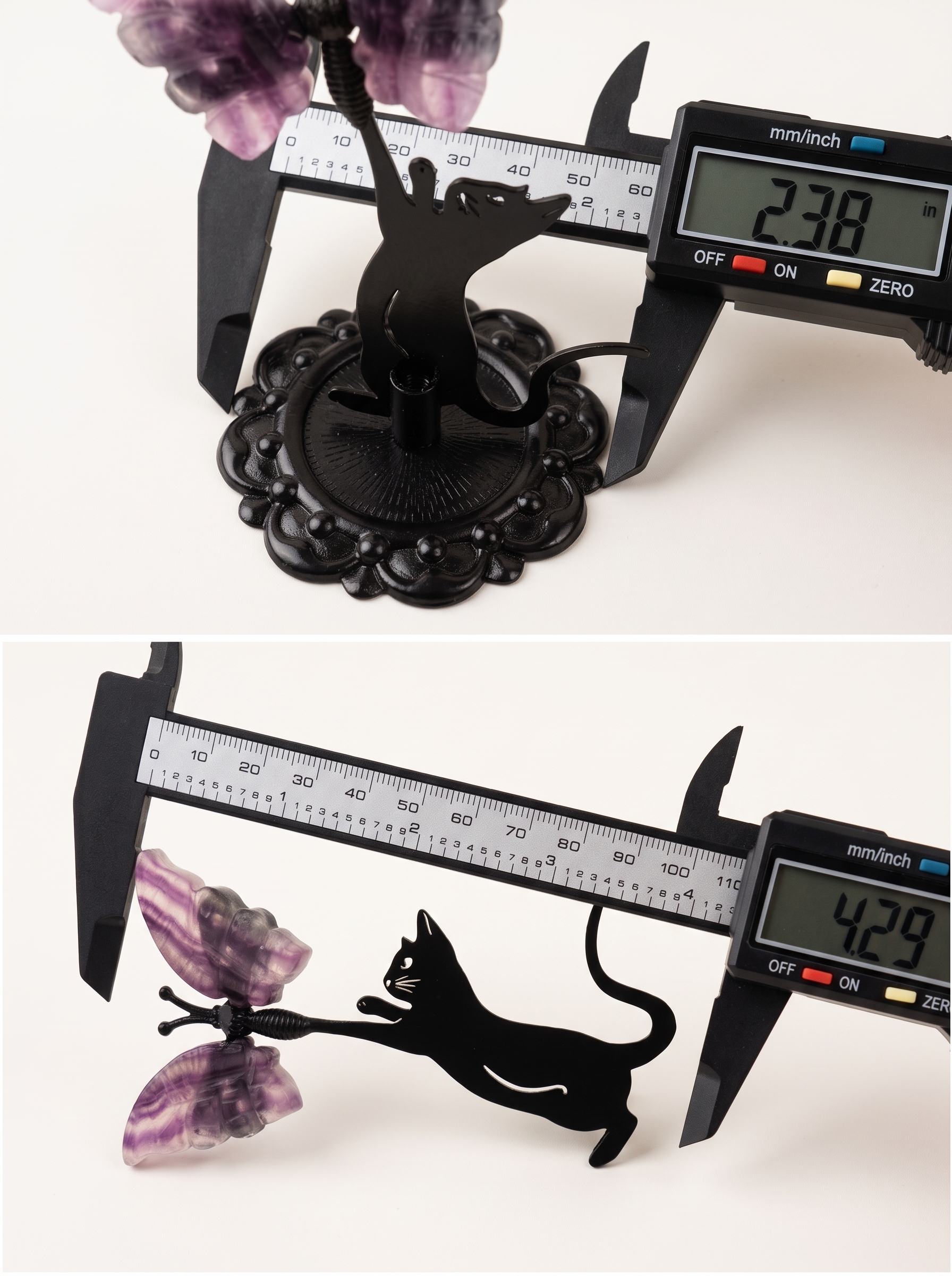 Rainbow Fluorite Butterfly Figurine – Hand-Assembled Crystal Animal Metal Stand