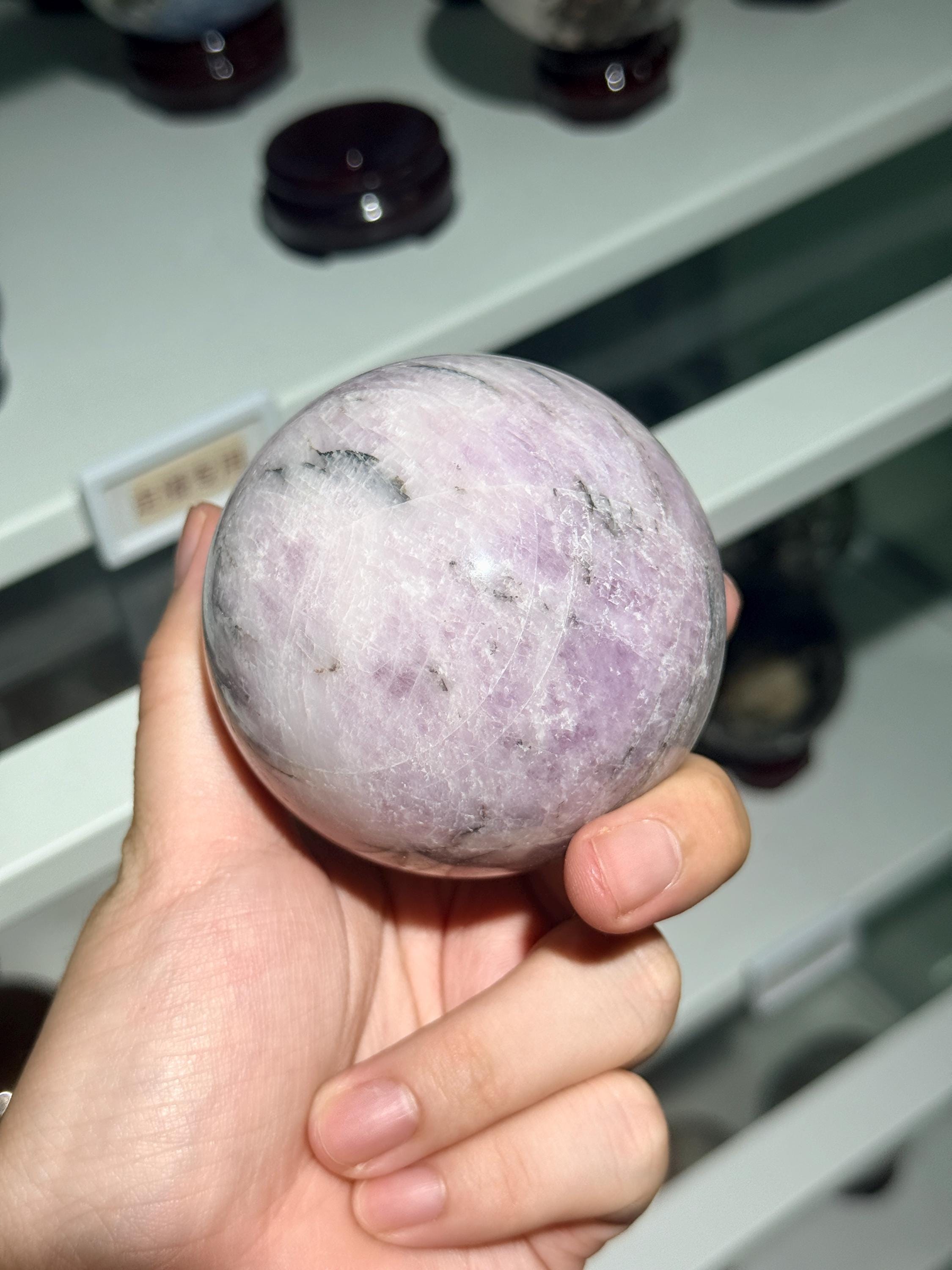Kunzite Sphere Natural Pink Purple Crystal Ball Heart Chakra Decor Collector Gift