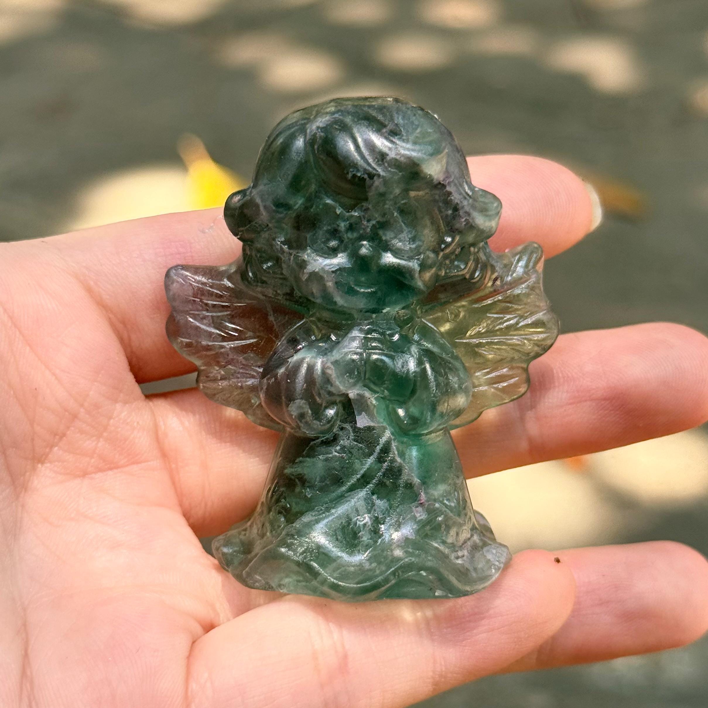 Angel Lover Crystal Figurine 2.4'' Natural Stone Guardian Carving Spiritual Home Decor Meaningful Gift