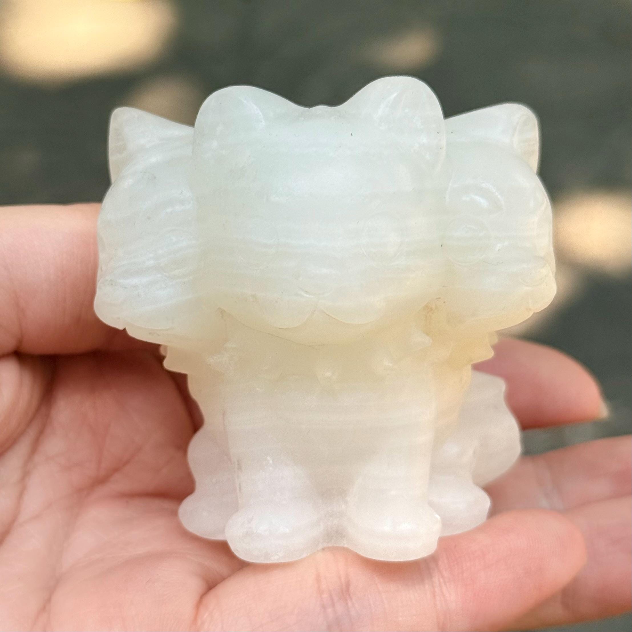 Dog Lovers Three Head Dog 2.3" Natural Crystal Carving Sculpture Home Decor Gift