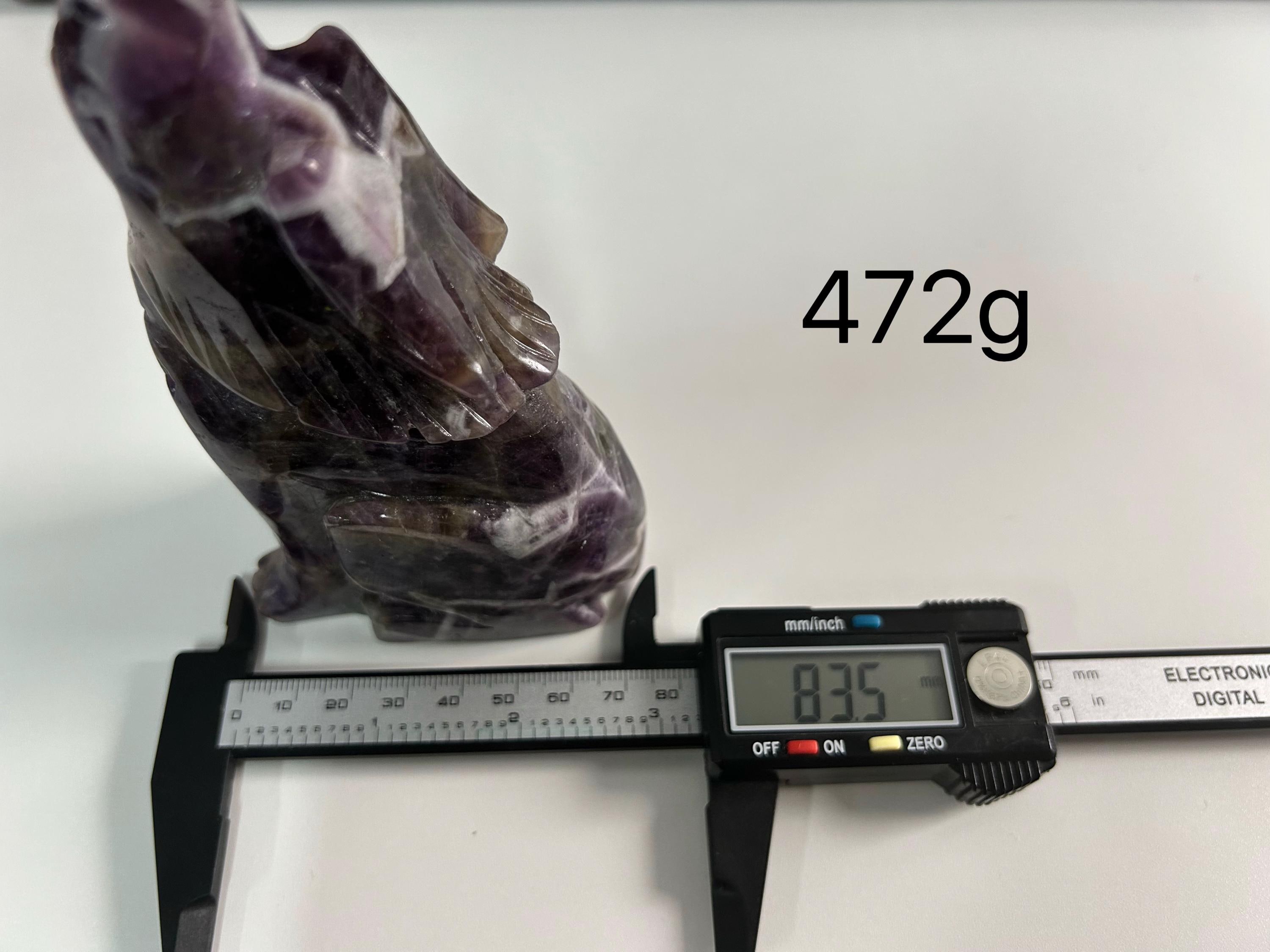 Crystal Wolf Carving, Gemstone Wolf Figurine, Fluorite, Rose Quartz & Amethyst, Spiritual Home Decor