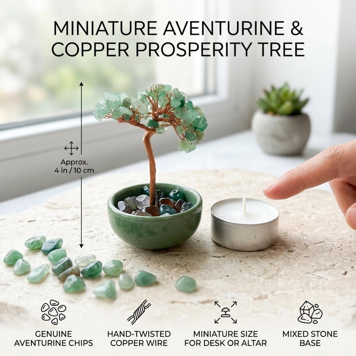 Handmade Gemstone Mini Tree, Natural Crystal Chips, Copper Wire Branches, Feng Shui Decor