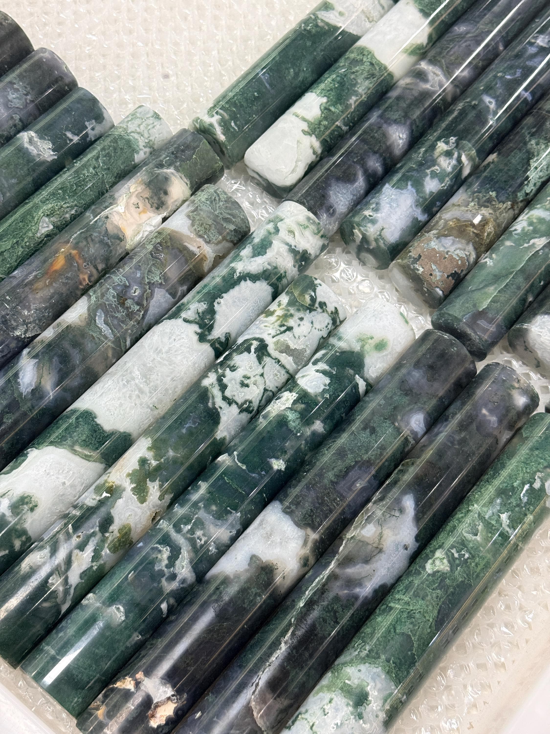 Moss Agate Massage Wand Natural Polished Crystal Healing Tool Reiki Meditation Gift