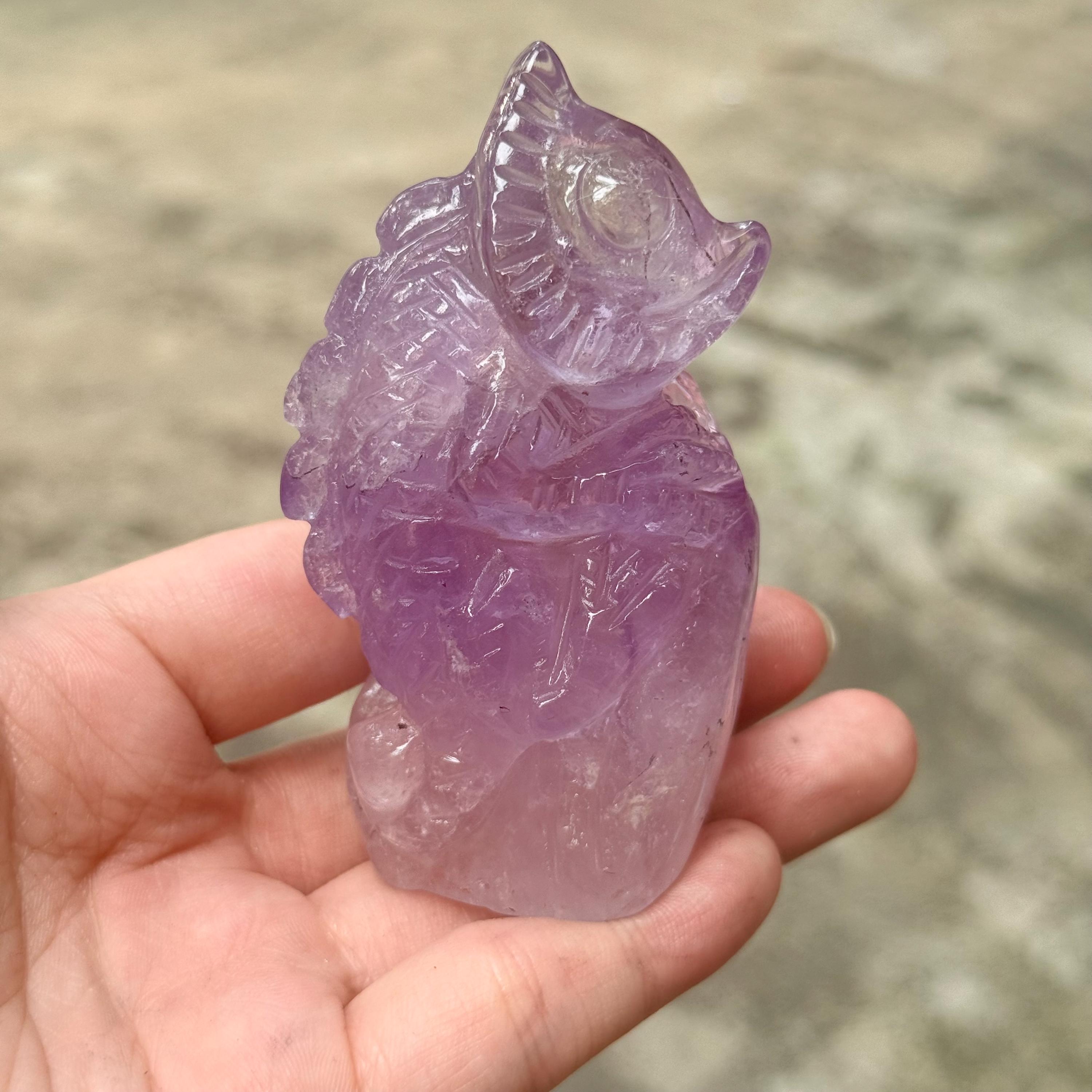 Amethyst Lizard Carving Crystal Animal Figurine Reptile Gift Home Decor