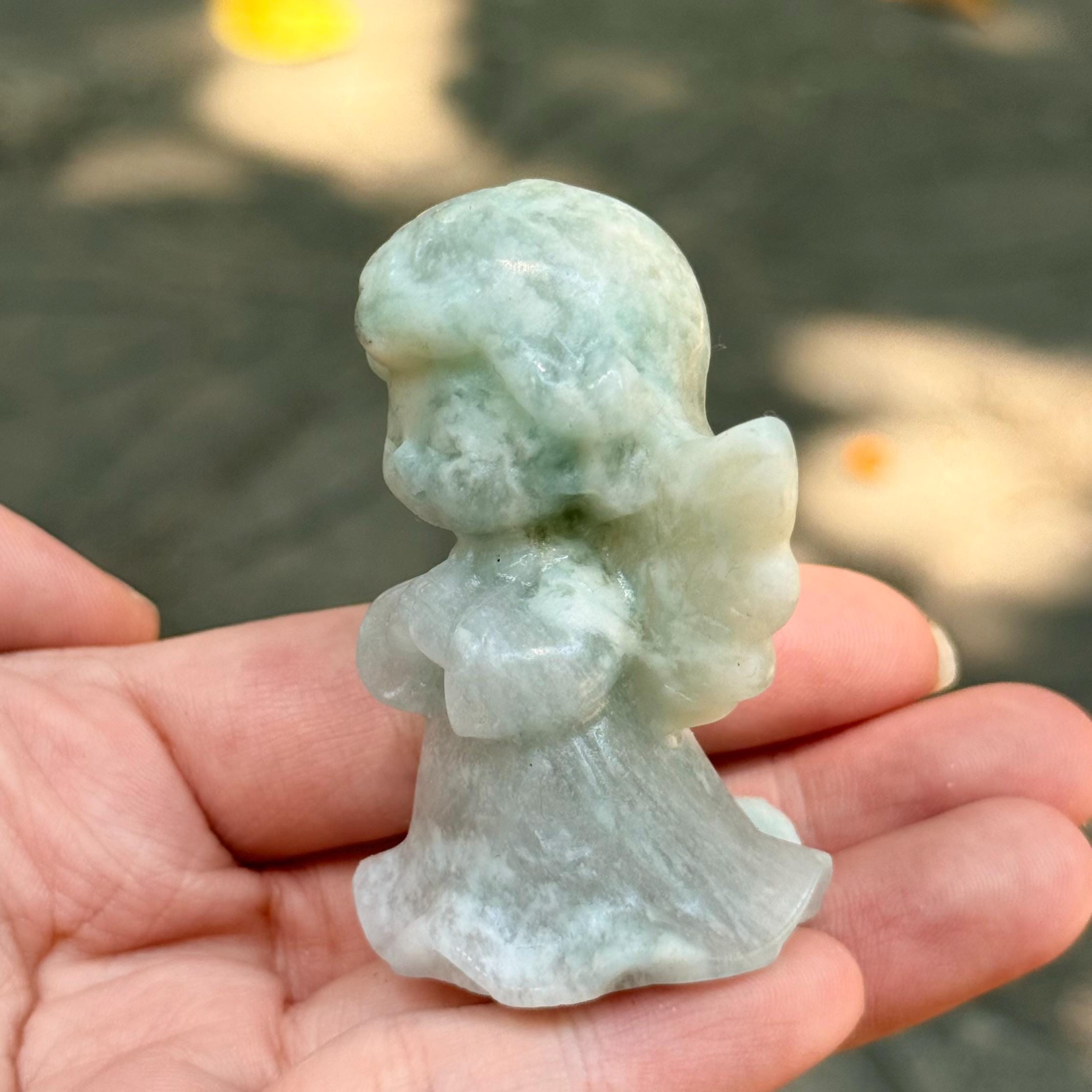 Angel Lover Crystal Figurine 2.4'' Natural Stone Guardian Carving Spiritual Home Decor Meaningful Gift
