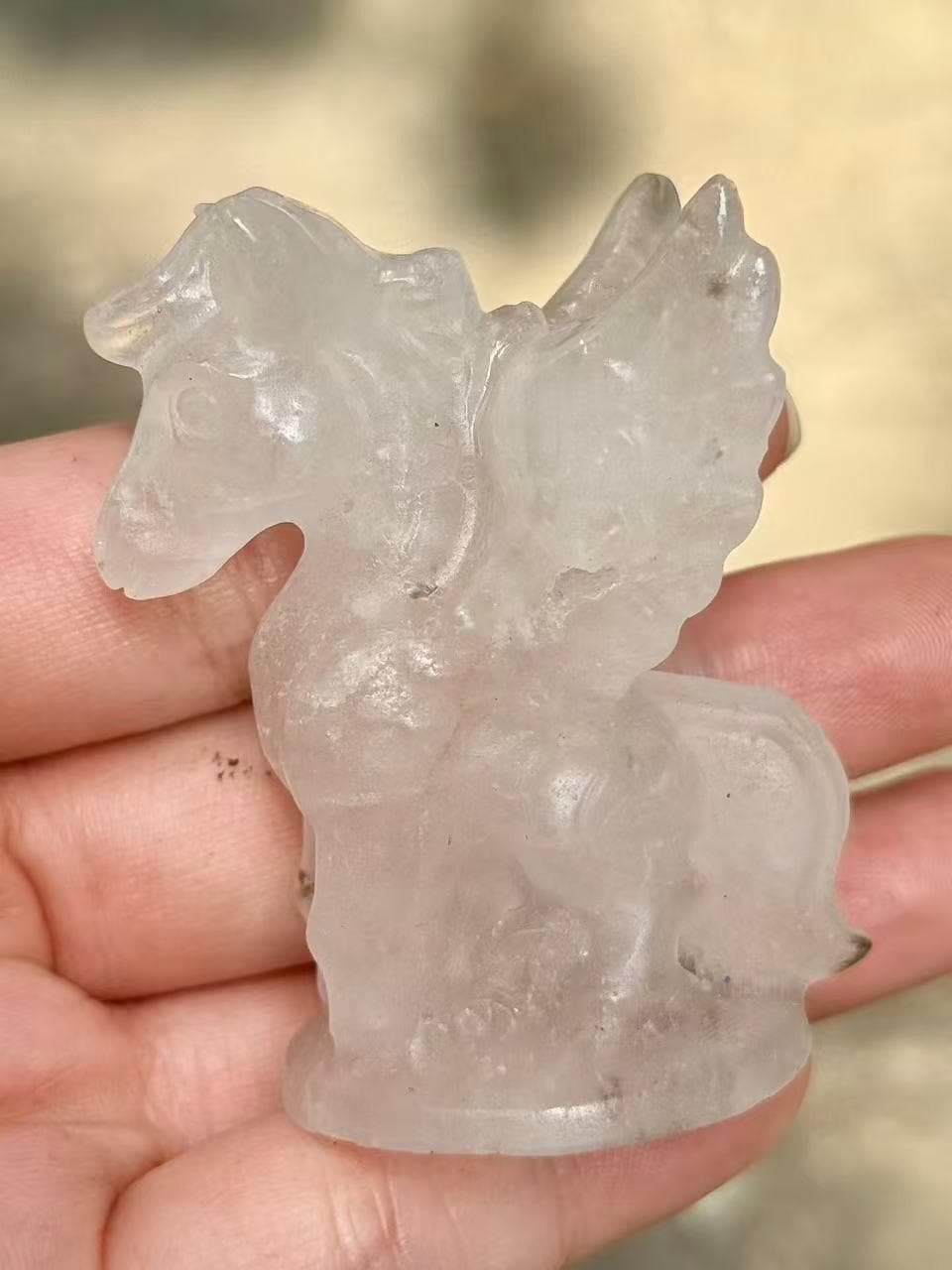 Pegasus Figurine, Natural Stone Winged Horse, Crystal Animal Carving, Fantasy Decor, Horse Lover Gift