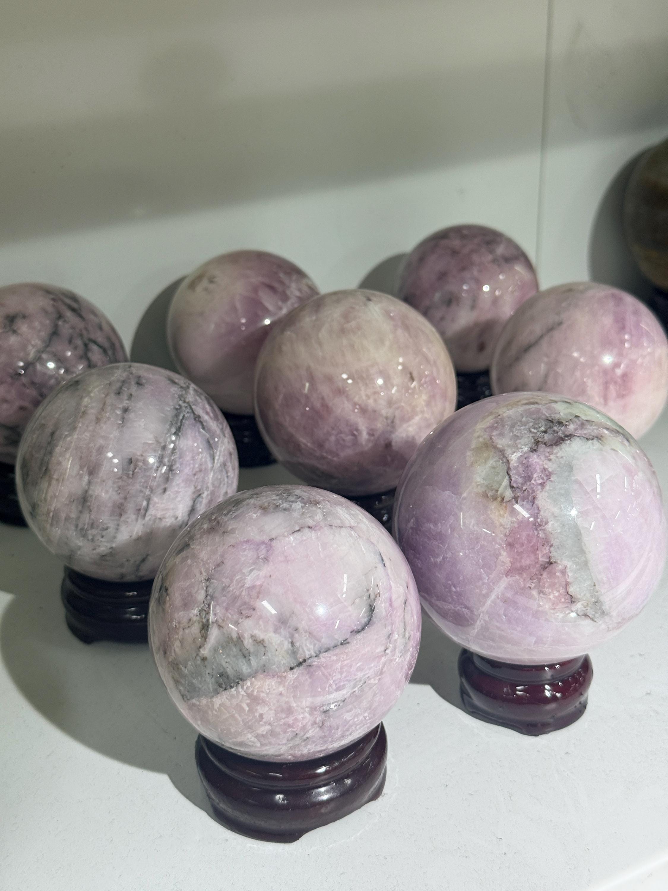 Kunzite Sphere Natural Pink Purple Crystal Ball Heart Chakra Decor Collector Gift