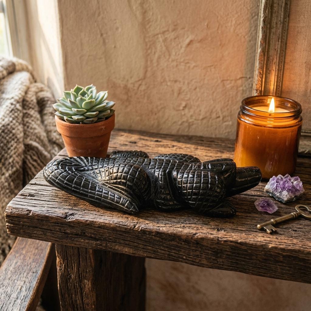 Gold Sheen Obsidian Crocodile Carving, Natural Stone Animal Figurine, Gothic Home Decor