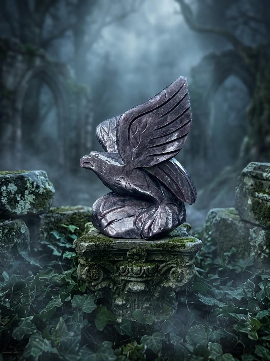 Natural Lepidolite Eagle Carving, Healing Crystal Sculpture, Spirit Animal Figurine, Reiki Altar Decor, Unique Gift