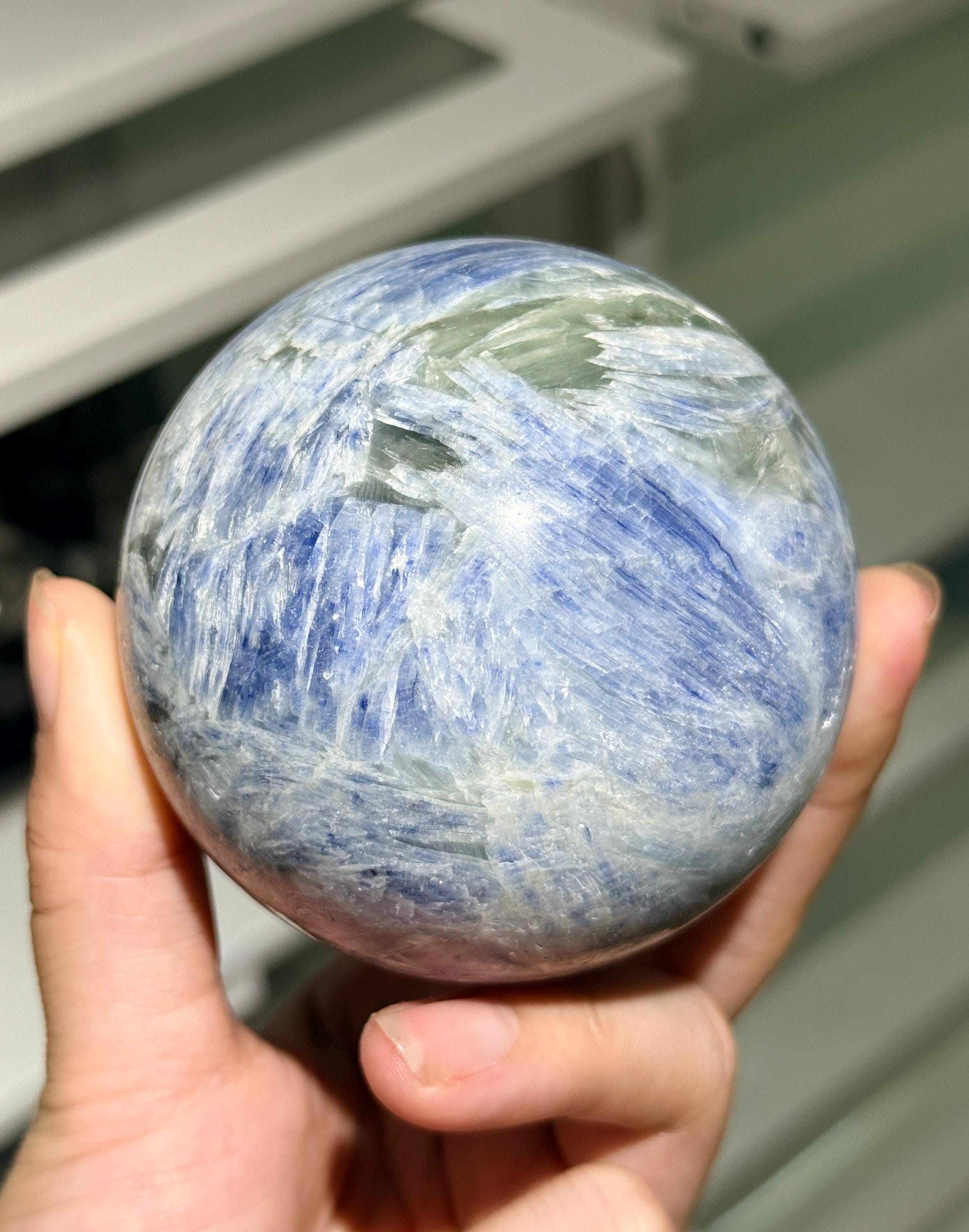 Blue Kyanite Sphere Natural Polished Crystal Ball Meditation Decor Collector Gift