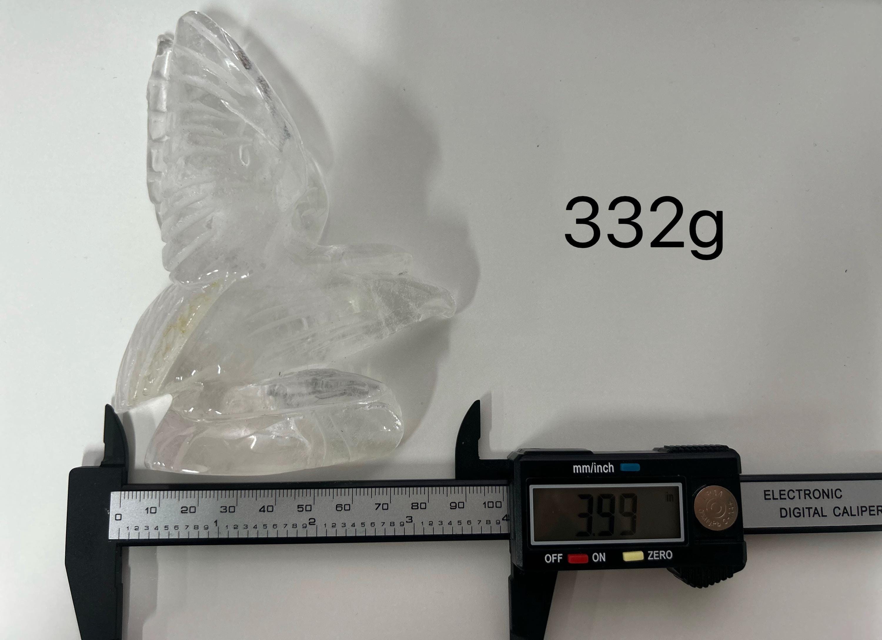 Clear Quartz Eagle Carving, Natural Crystal Flying Eagle Figurine, Spirit Animal Totem, Reiki Healing Stone, Unique Bird Sculpture