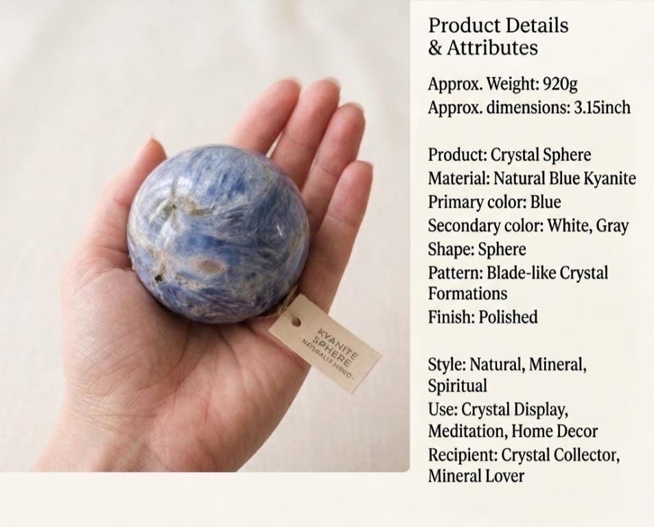 Blue Kyanite Sphere Natural Polished Crystal Ball Meditation Decor Collector Gift