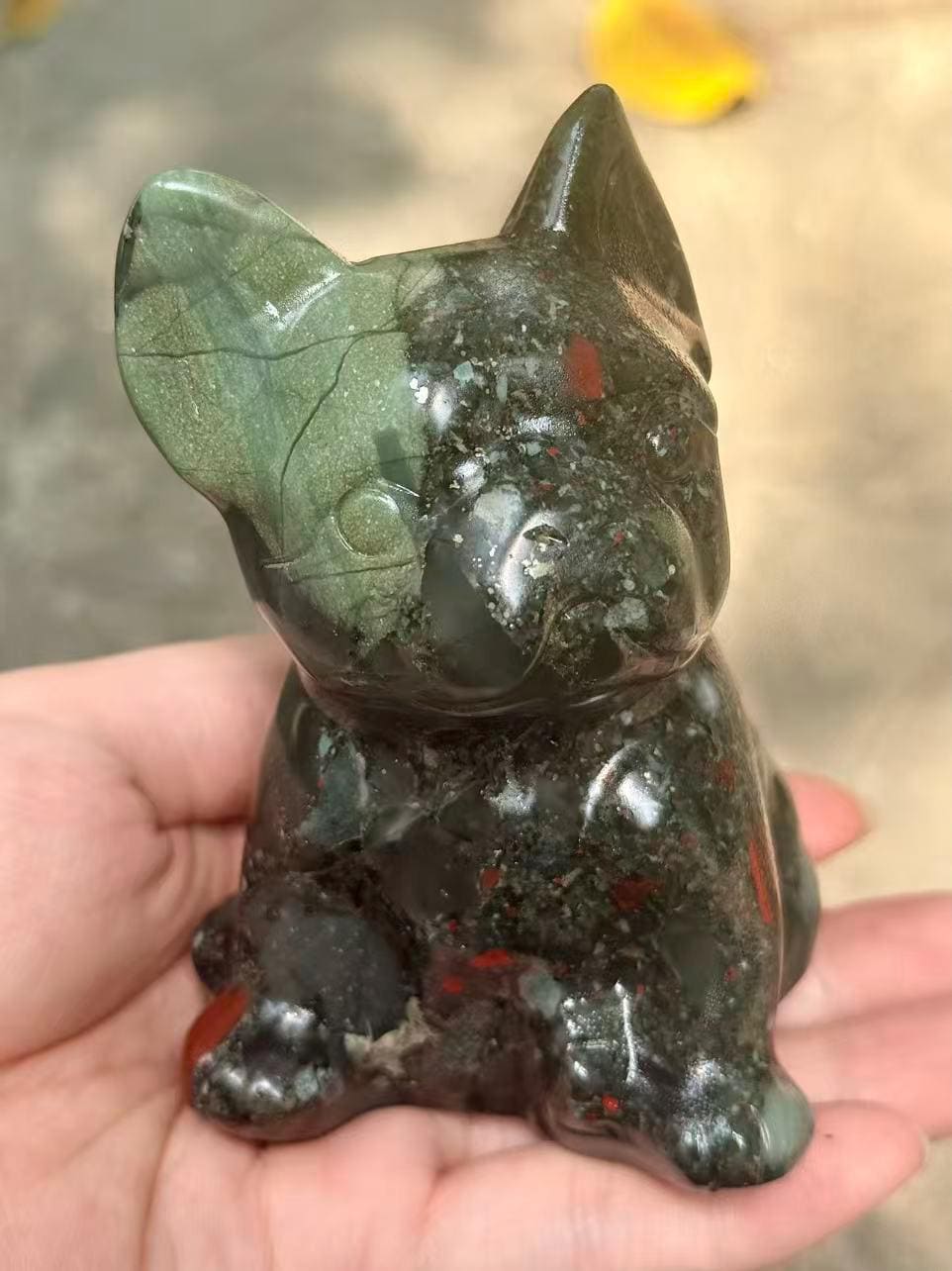 Dog Lover Crystal Puppy Figurine 4.4" Natural  Stone Carving Heartwarming Pet Owner Gift