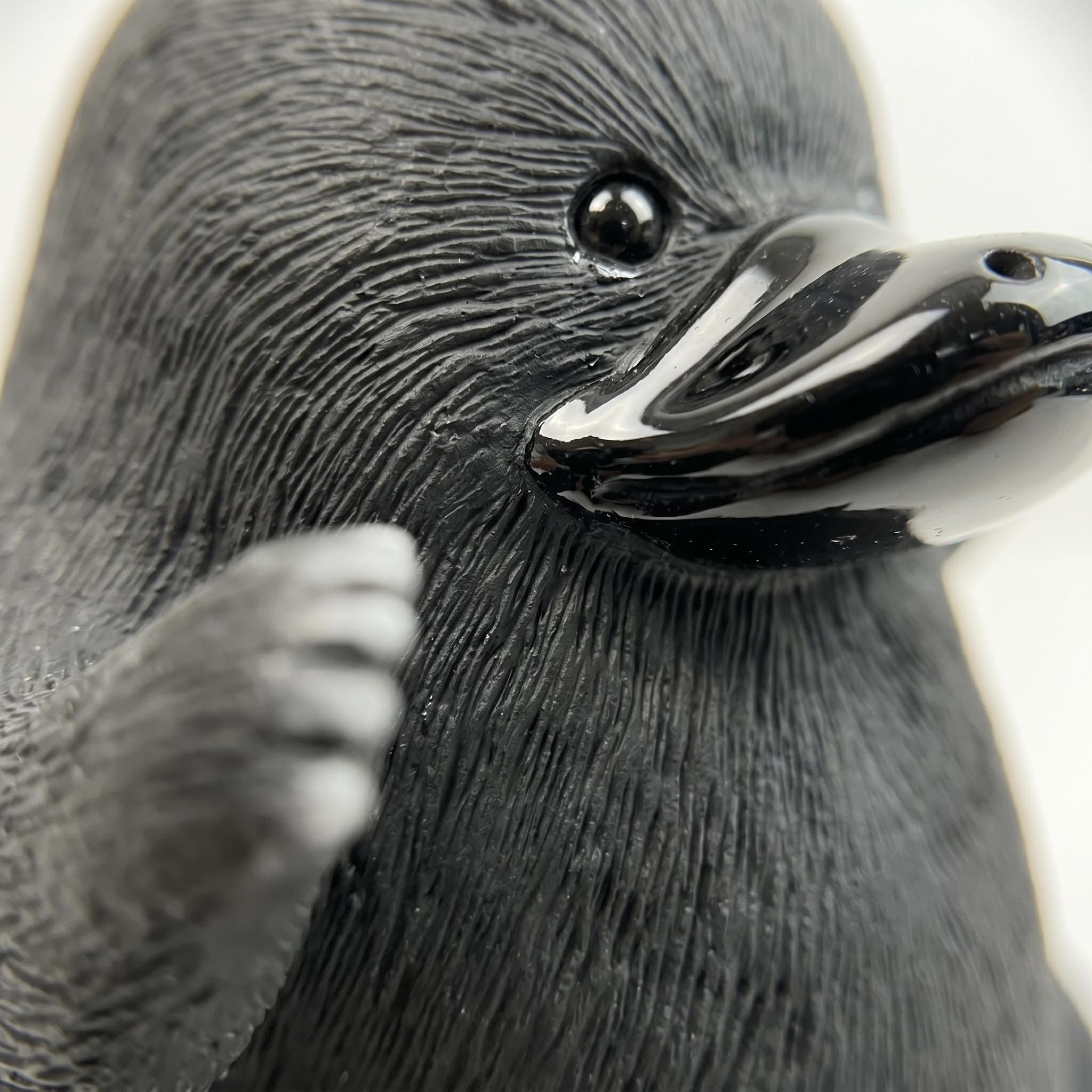 Hand-Carved Obsidian Platypus Statue, Natural Black Stone Animal Decor
